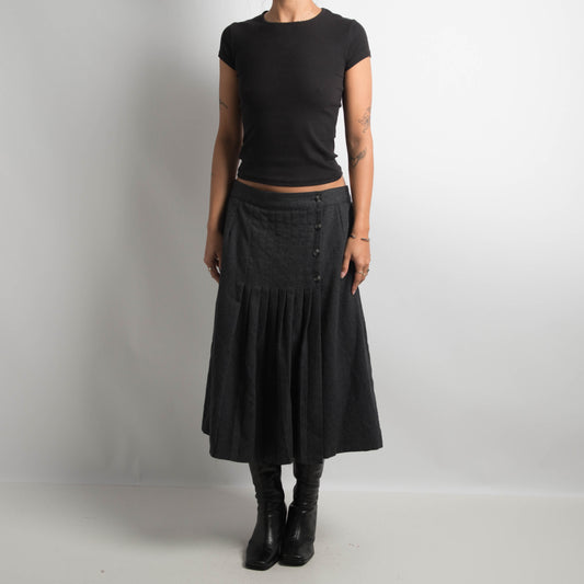 JUPE MIDI EN LAINE ANTHRACITE