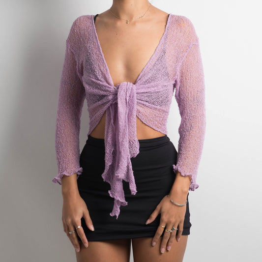 SHEER LILAC TIE TOP