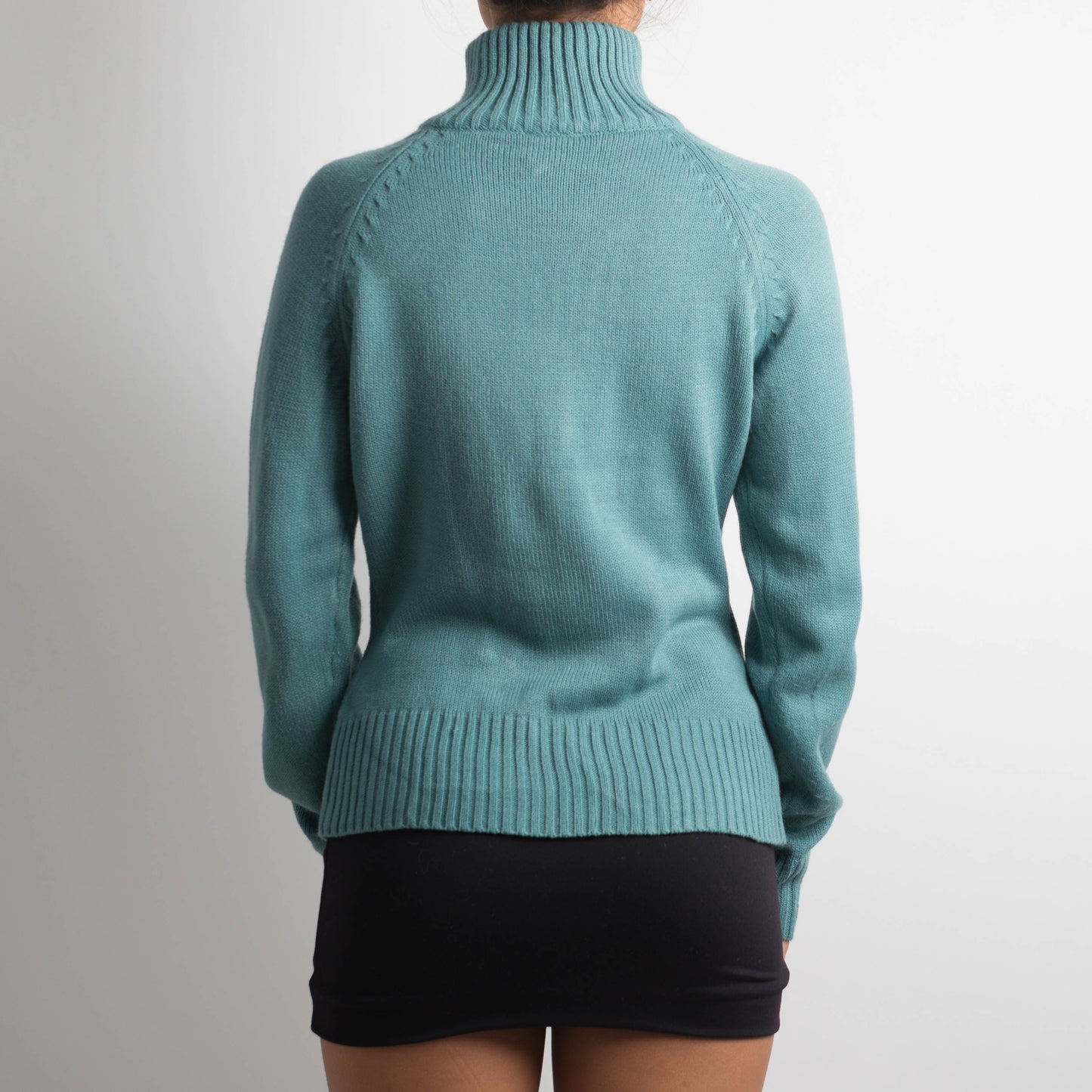 TEAL KNIT ZIP CARDIGAN