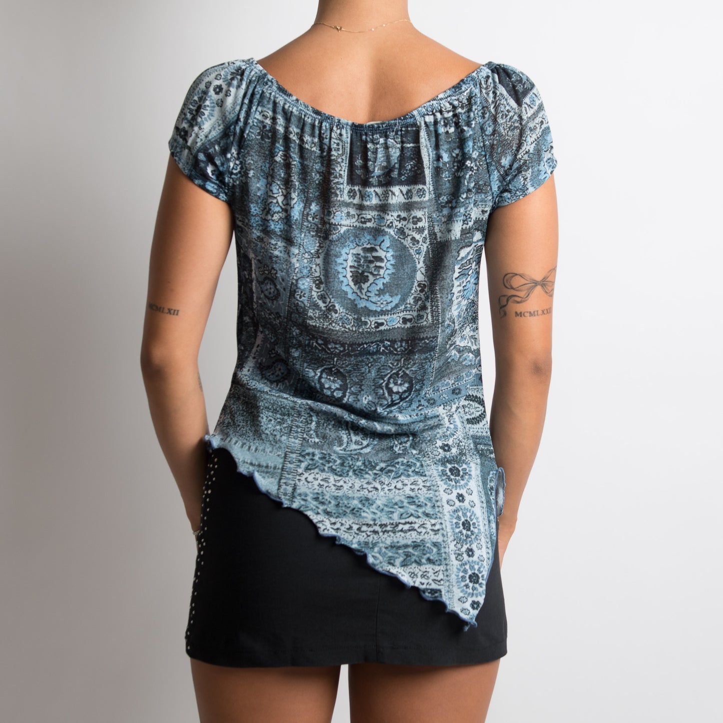 BLUE MESH ASYMMETRIC TOP