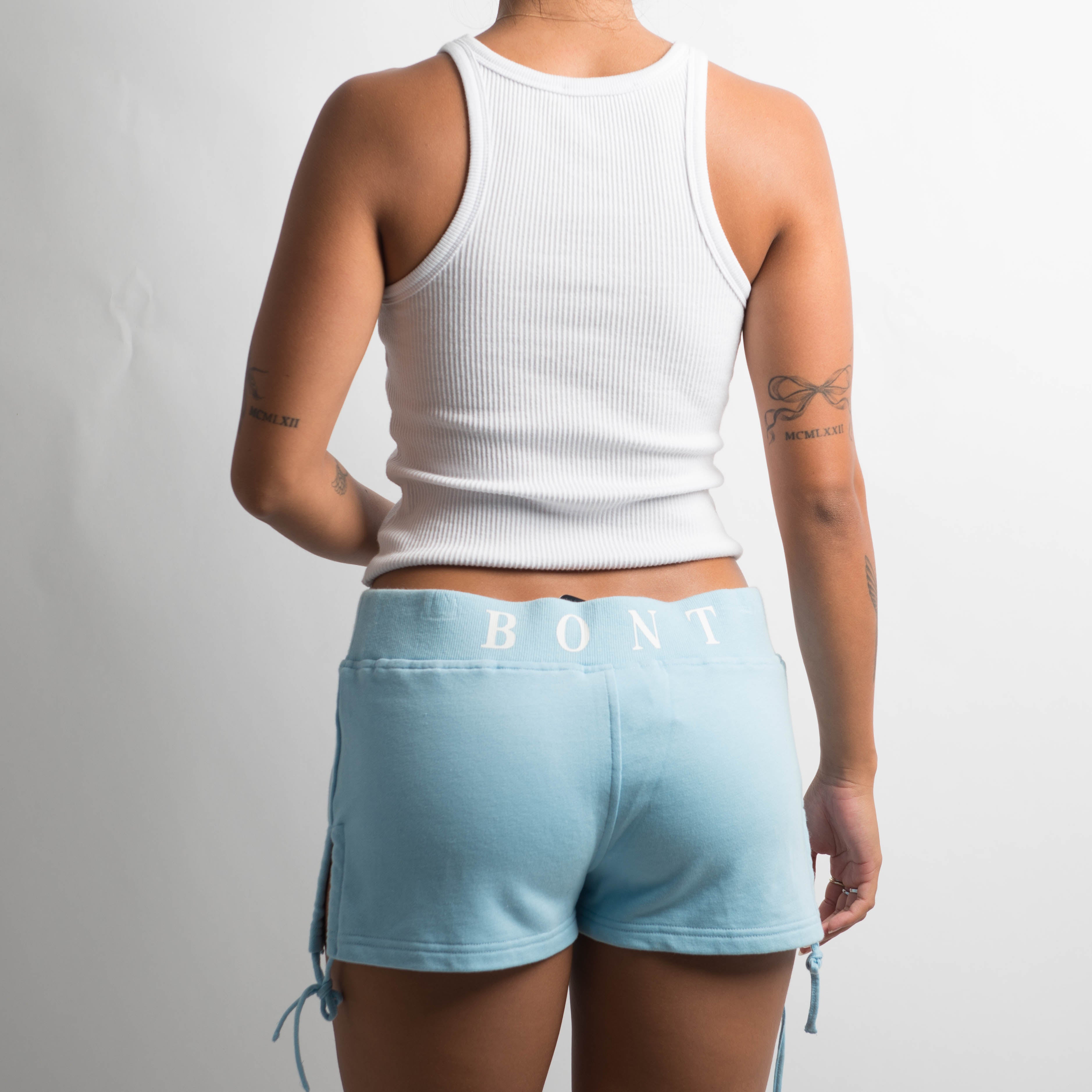 BLUE LOUNGE MINI SHORTS