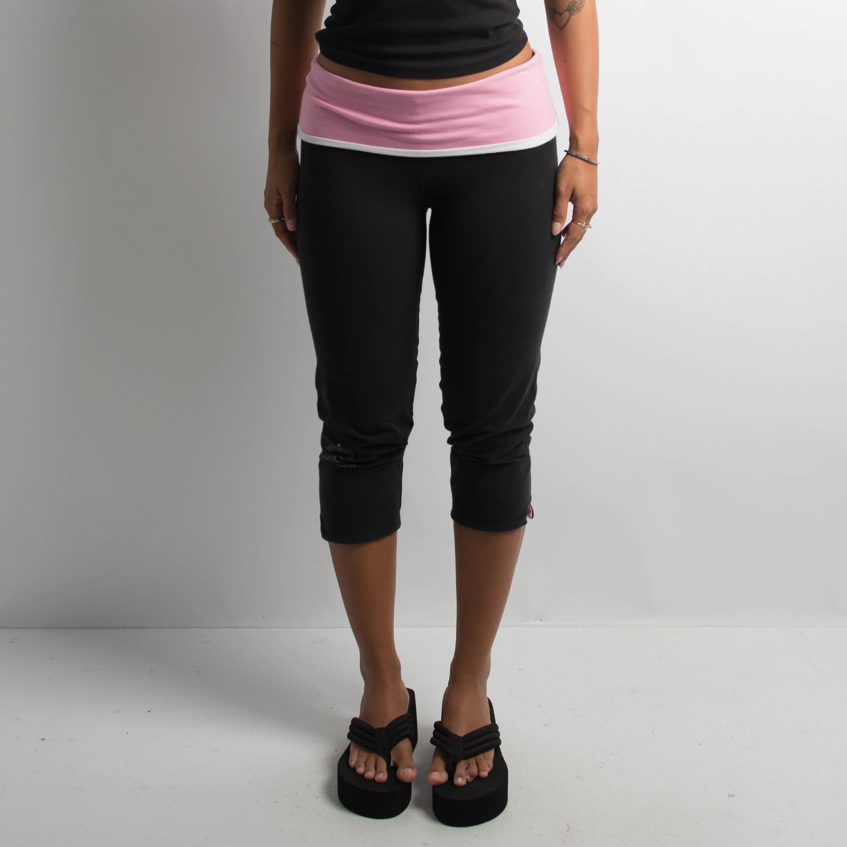 PINK FOLD OVER CAPRI LEGGINGS