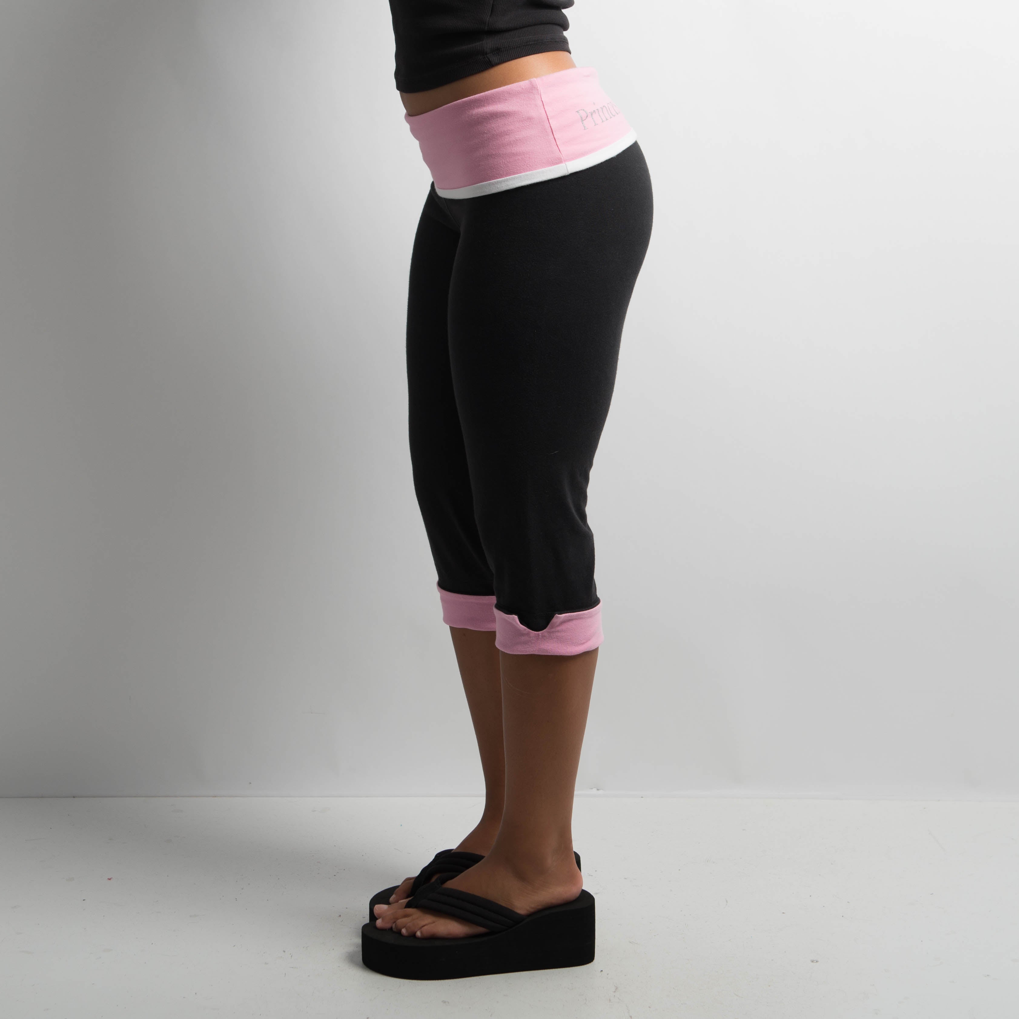 PINK FOLD OVER CAPRI LEGGINGS