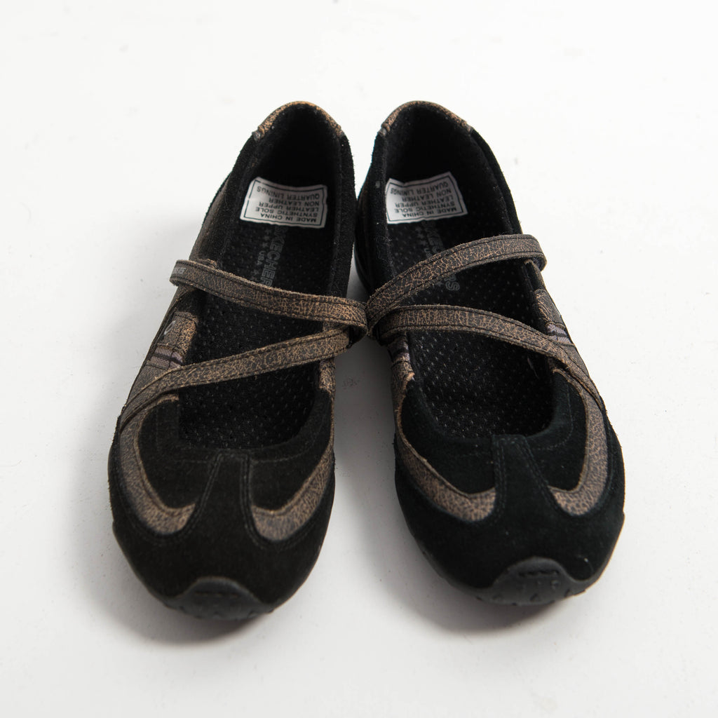 TEXTURED LEATHER MARY JANE FLATS