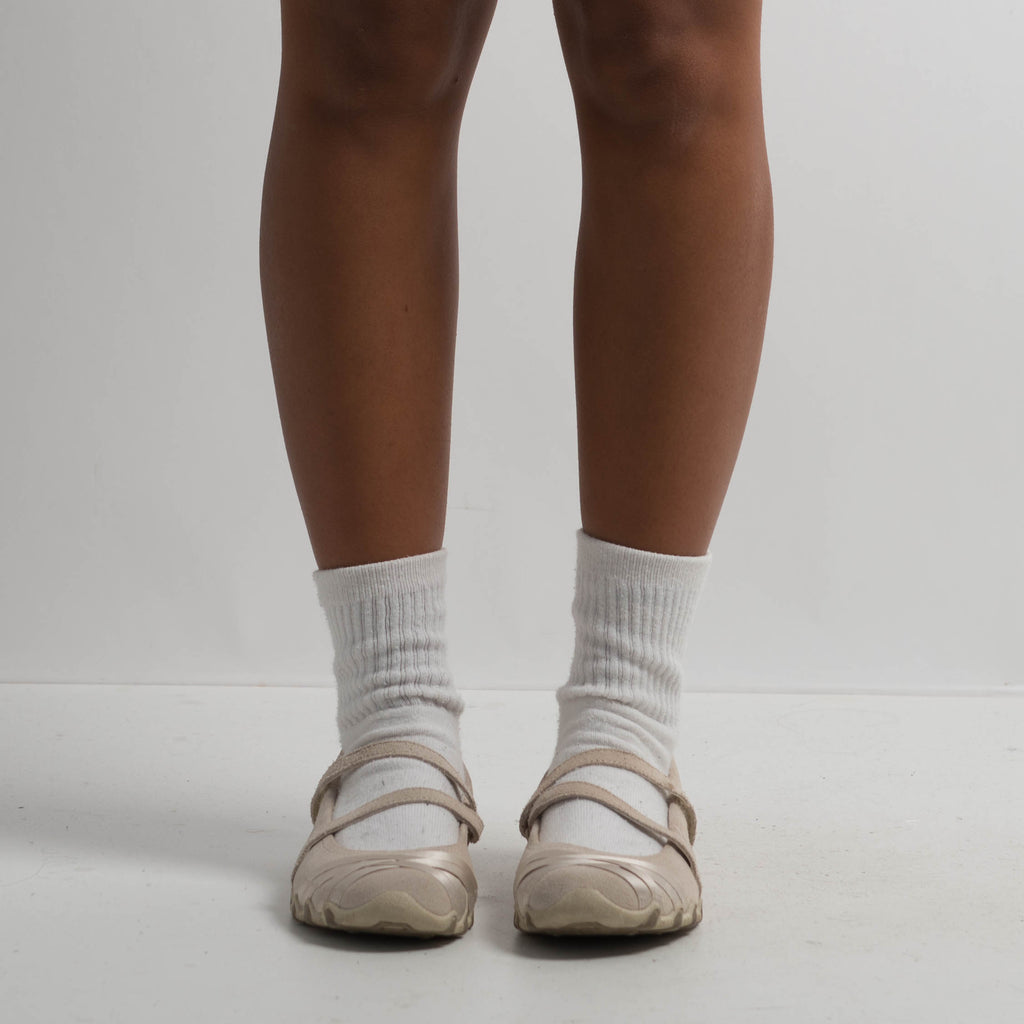 CREAM SUEDE MARY JANE FLATS