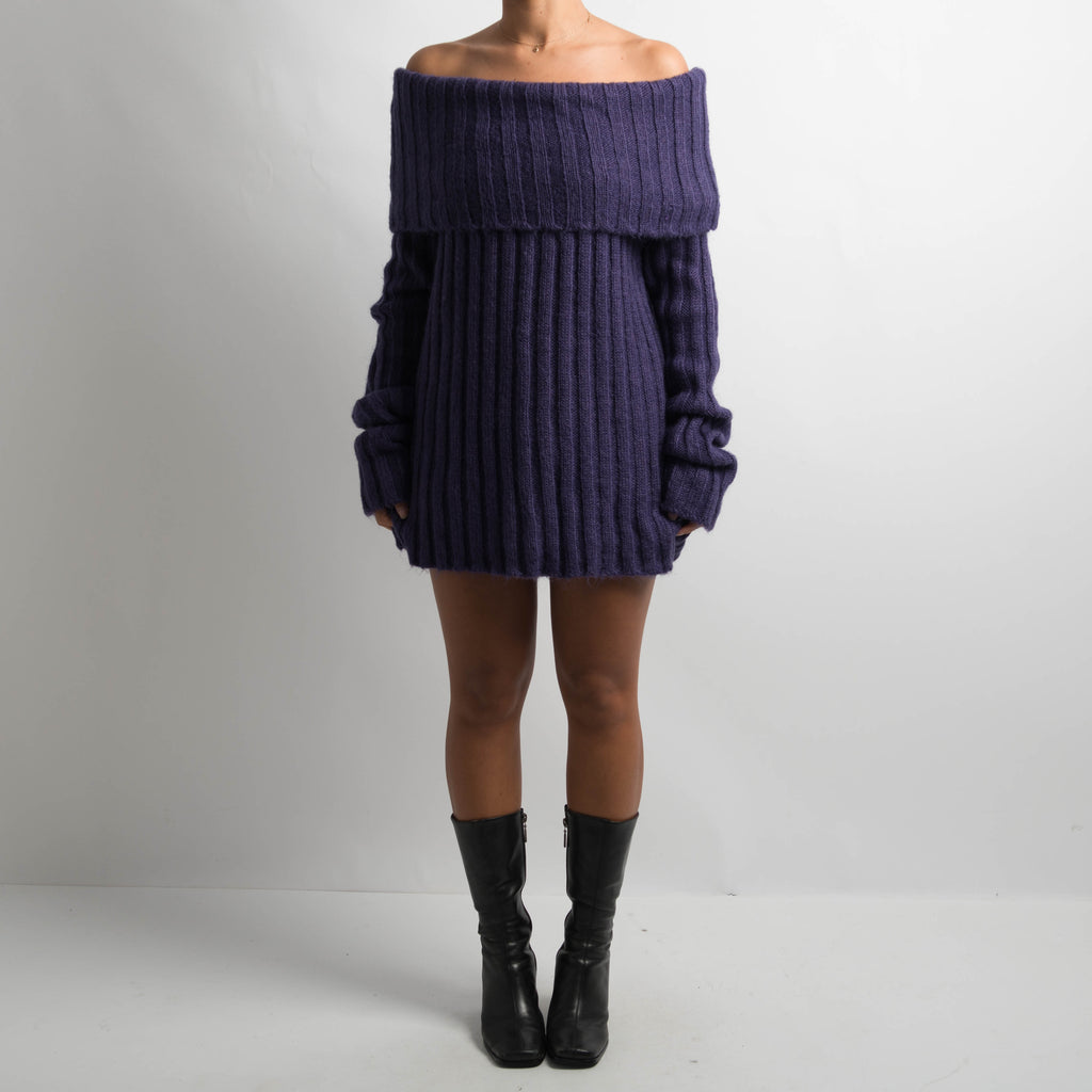 PURPLE OFF THE SHOULDER KNIT