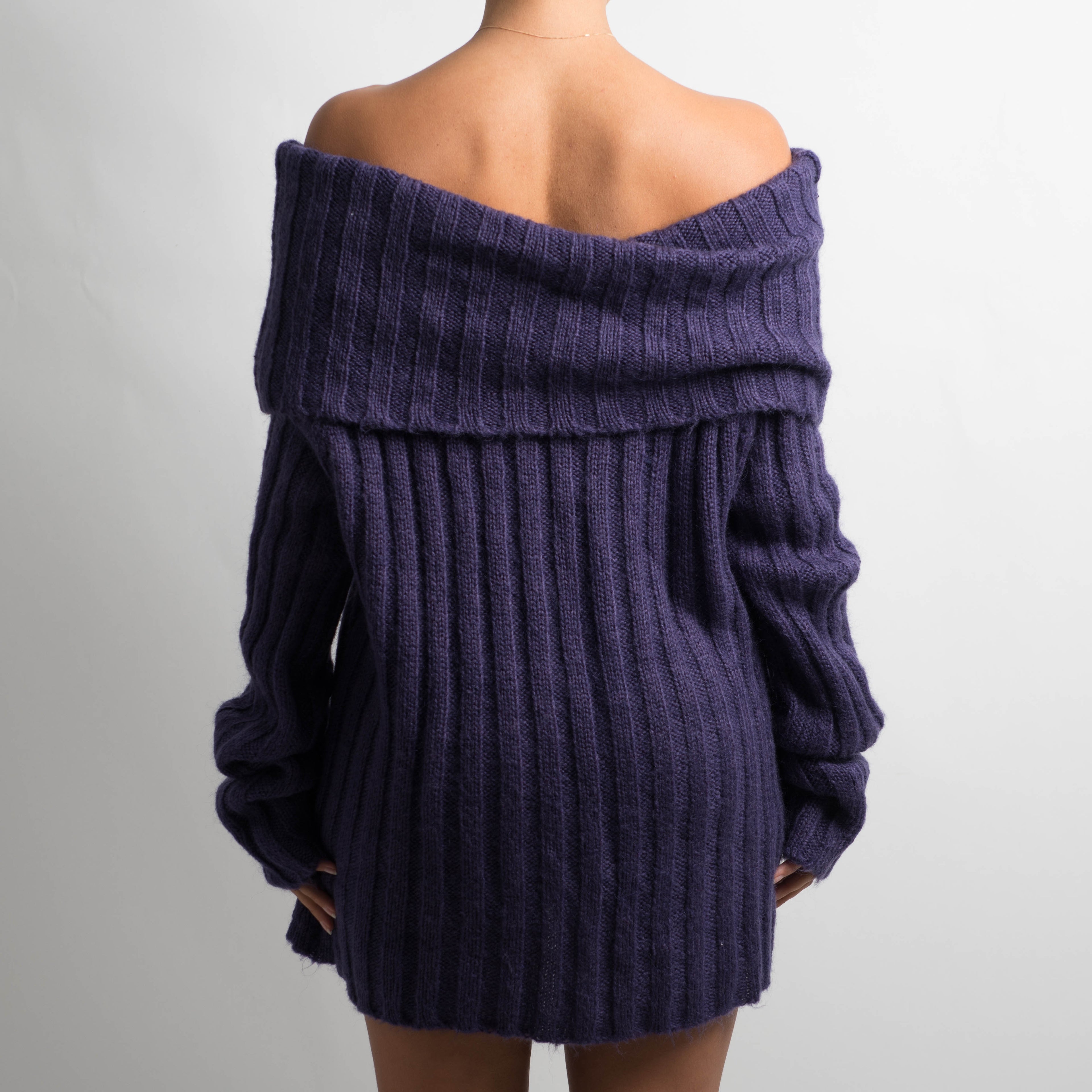 PURPLE OFF THE SHOULDER KNIT