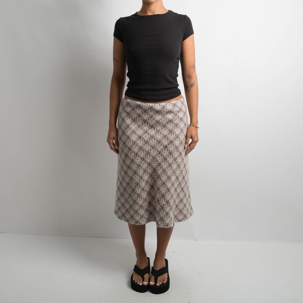 PINK TWEED MIDI SKIRT