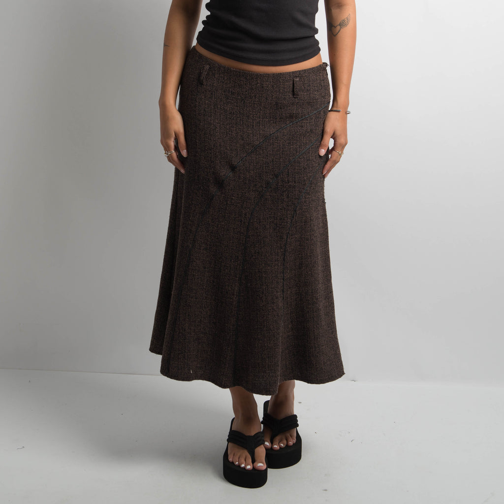 BROWN MARLE MIDI SKIRT