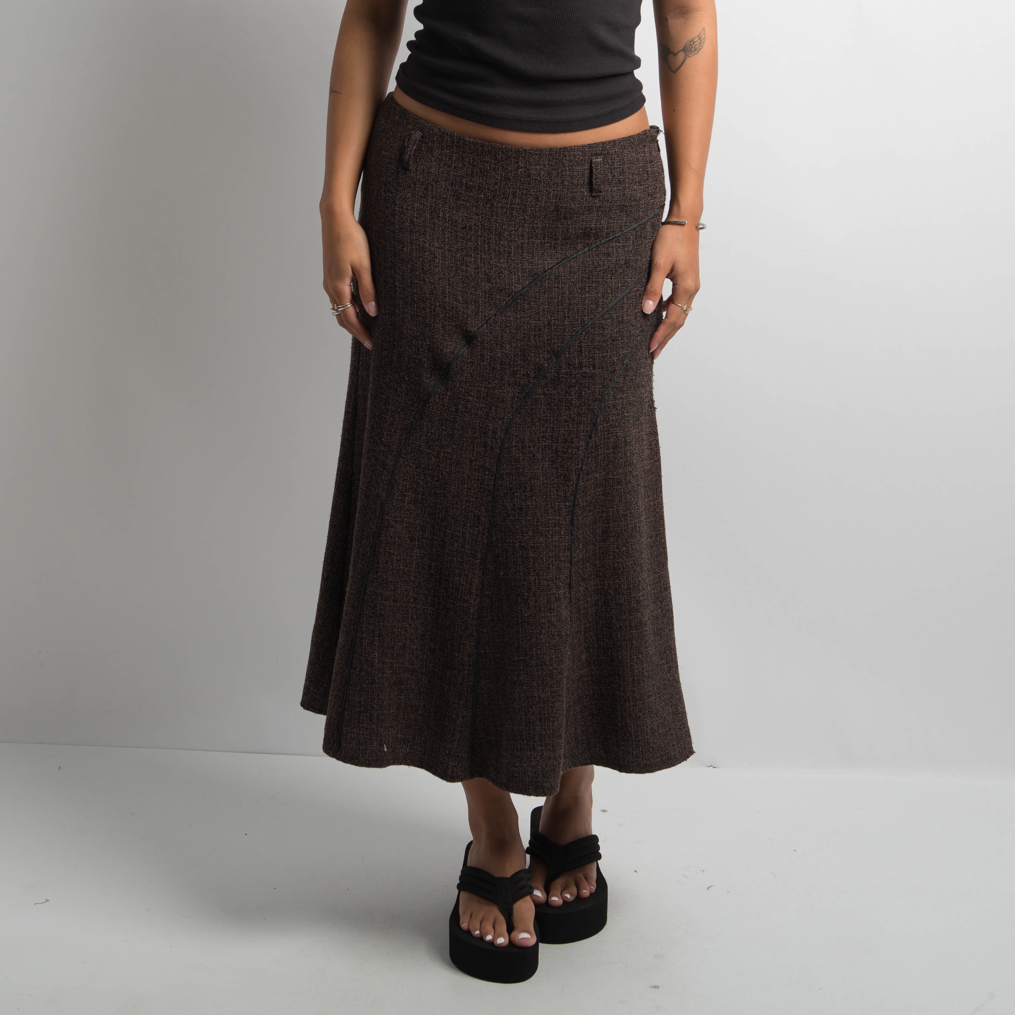 BROWN MARLE MIDI SKIRT