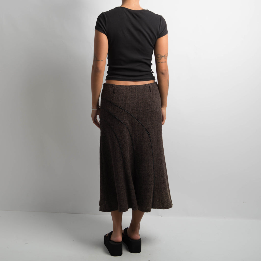 BROWN MARLE MIDI SKIRT