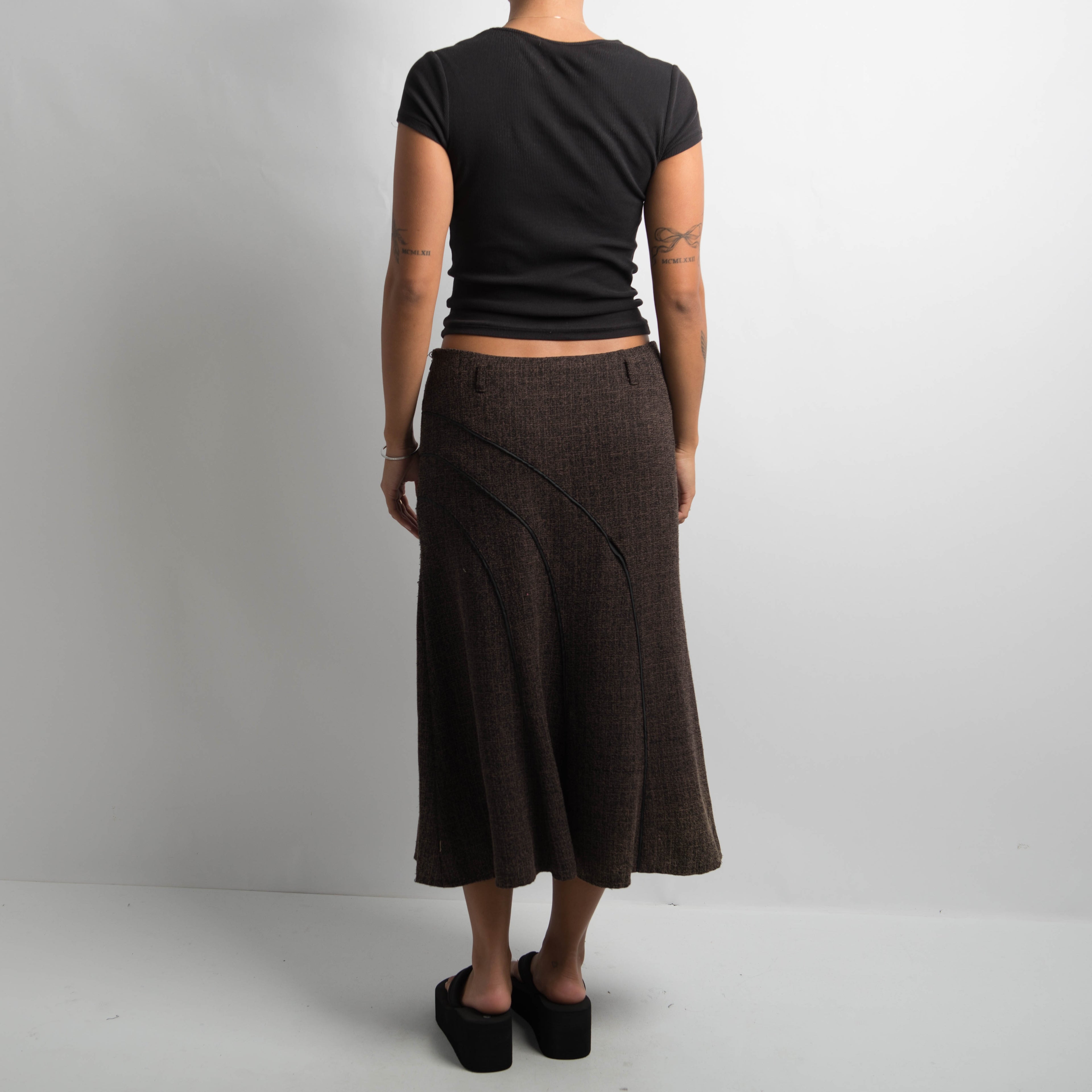 BROWN MARLE MIDI SKIRT