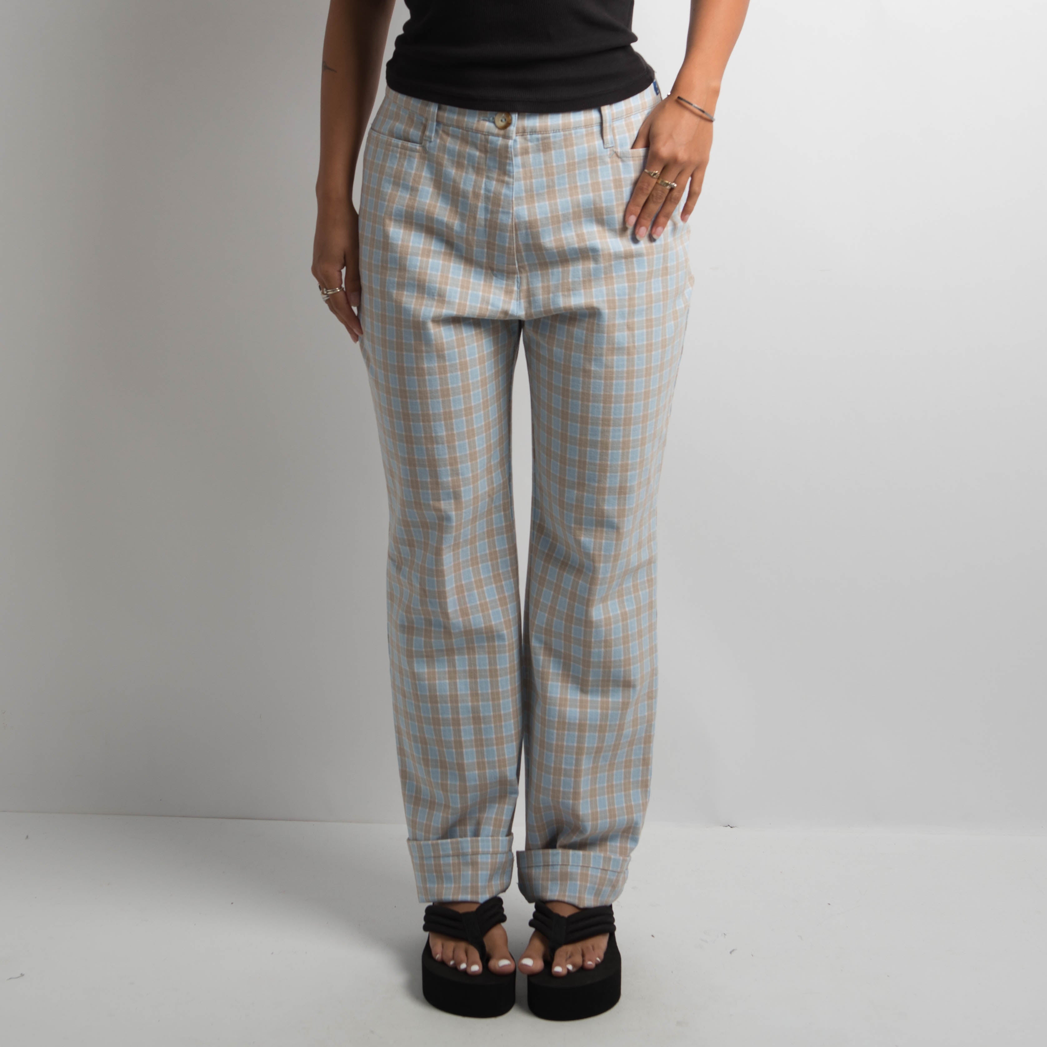 PLAID STRAIGHT LEG PANTS