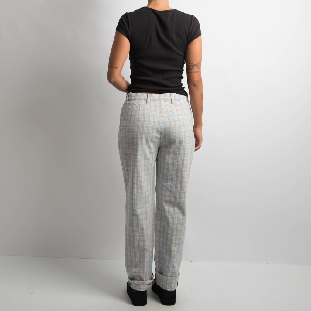 PLAID STRAIGHT LEG PANTS