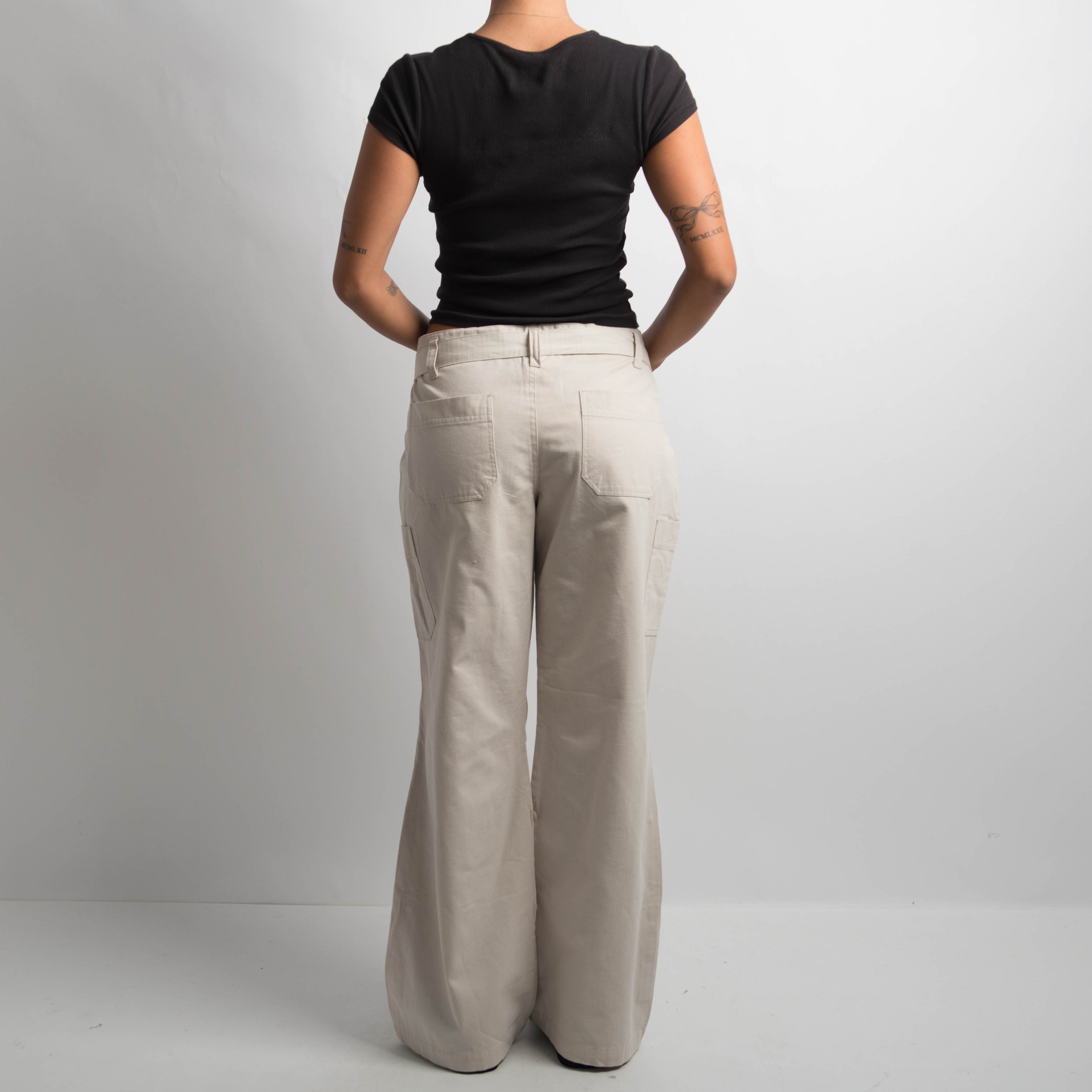 CREAM CARGO PANTS