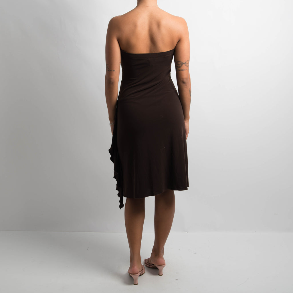 DARK BROWN STRAPLESS DRESS