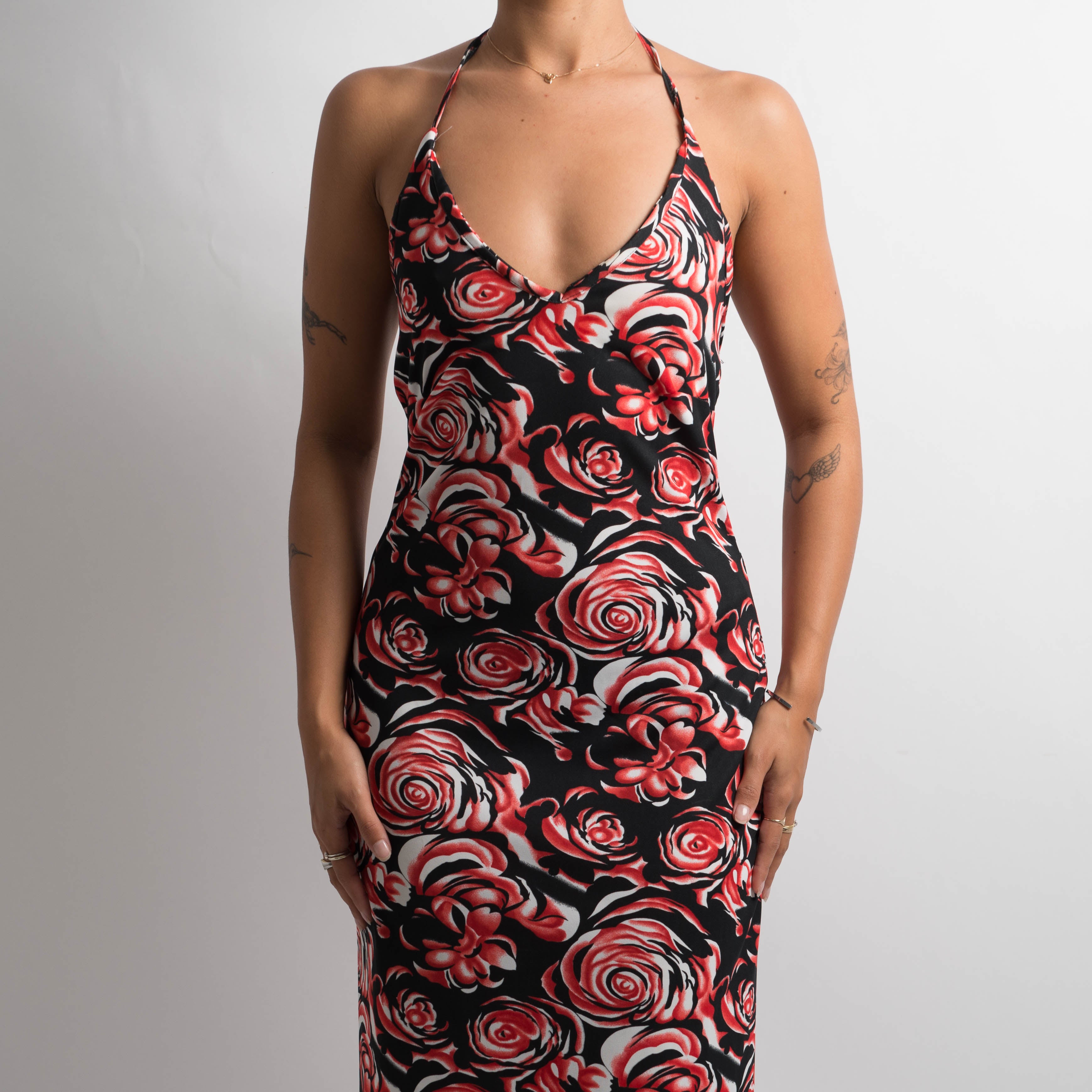 FLORAL HALTER MIDI DRESS