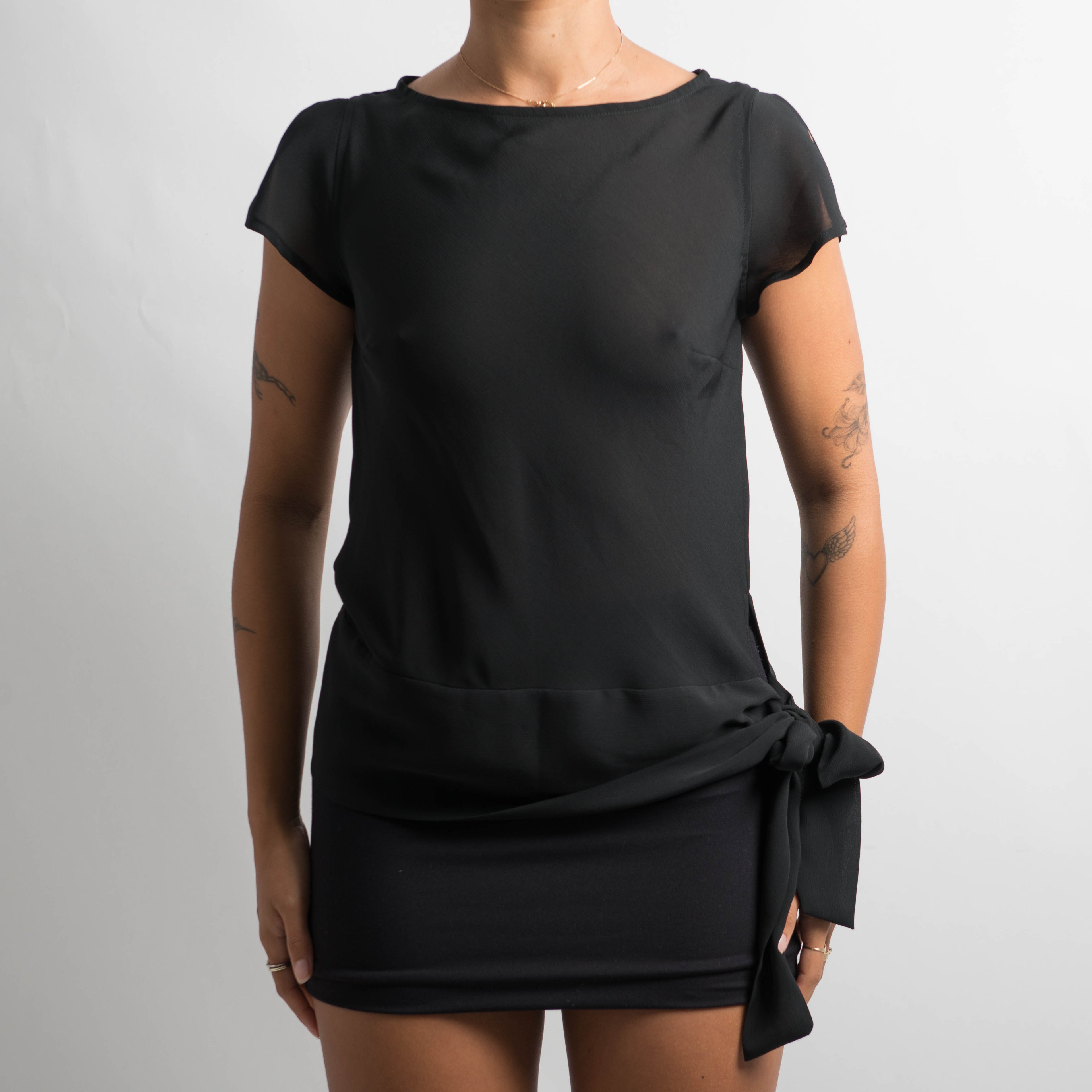 BLACK SEMI SHEER TOP