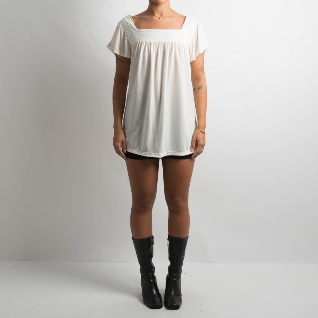 WHITE LOOSE FIT BABYDOLL TOP