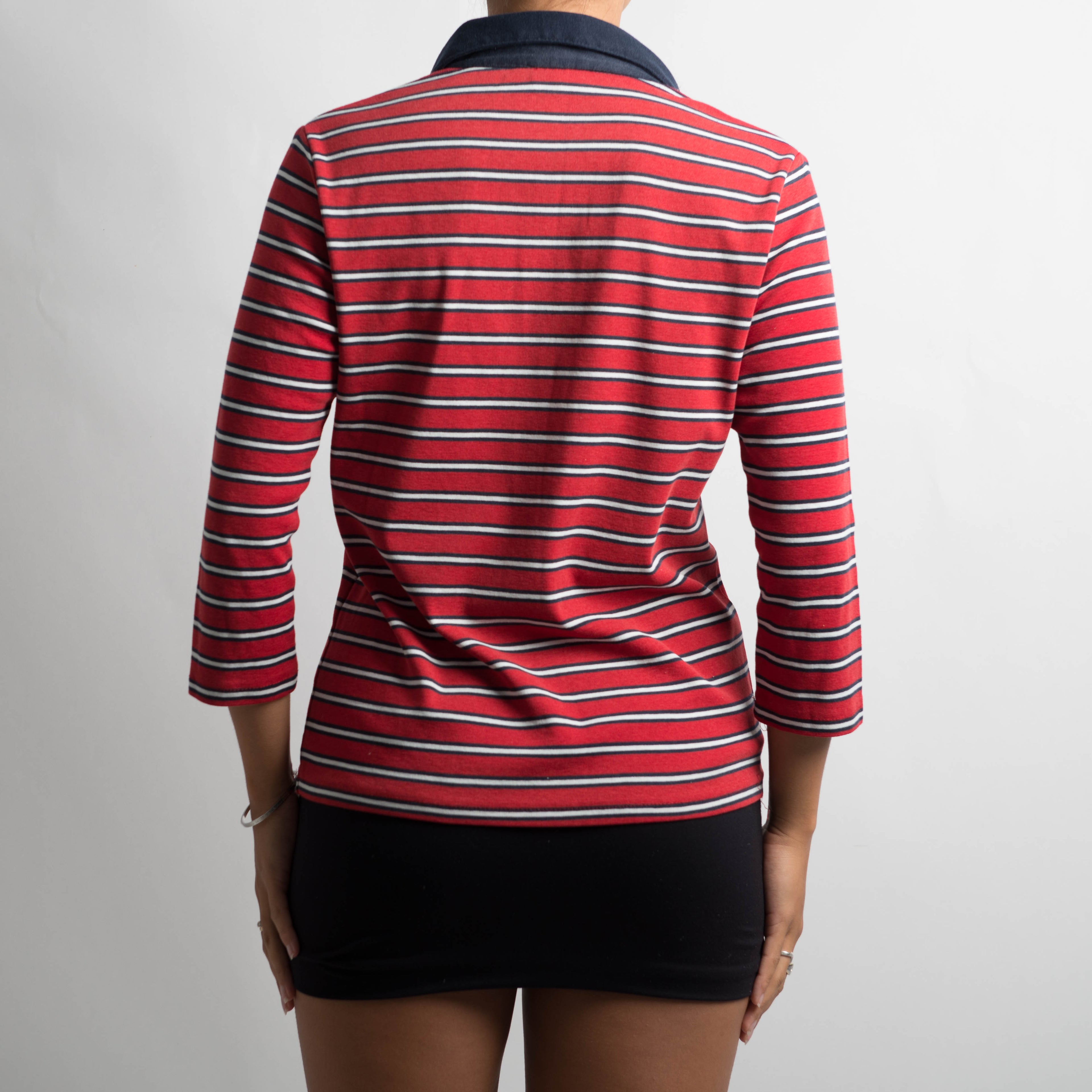 RED STRIPED POLO SHIRT