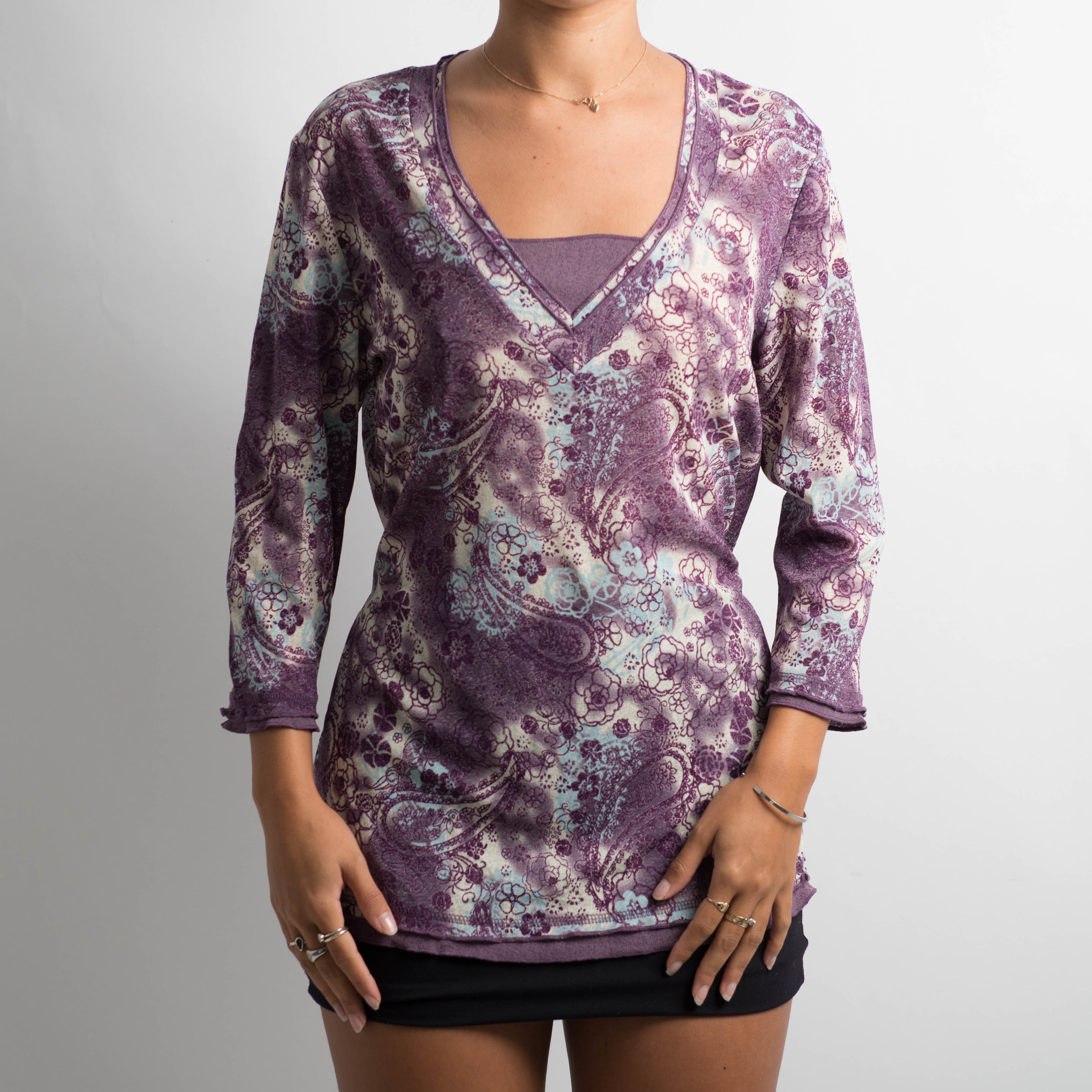 PURPLE MESH PAISLEY TOP