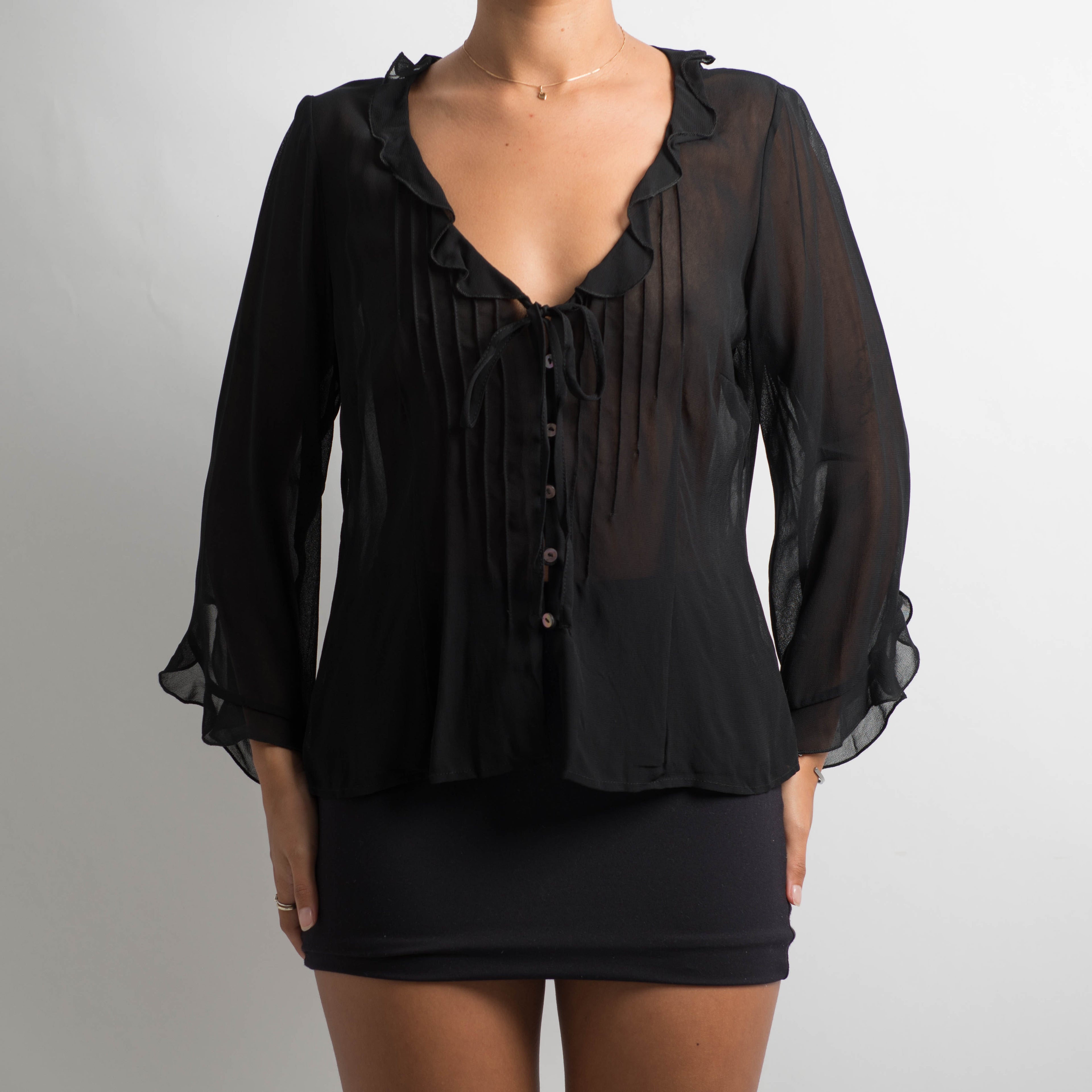 SHEER RUFFLE BLOUSE