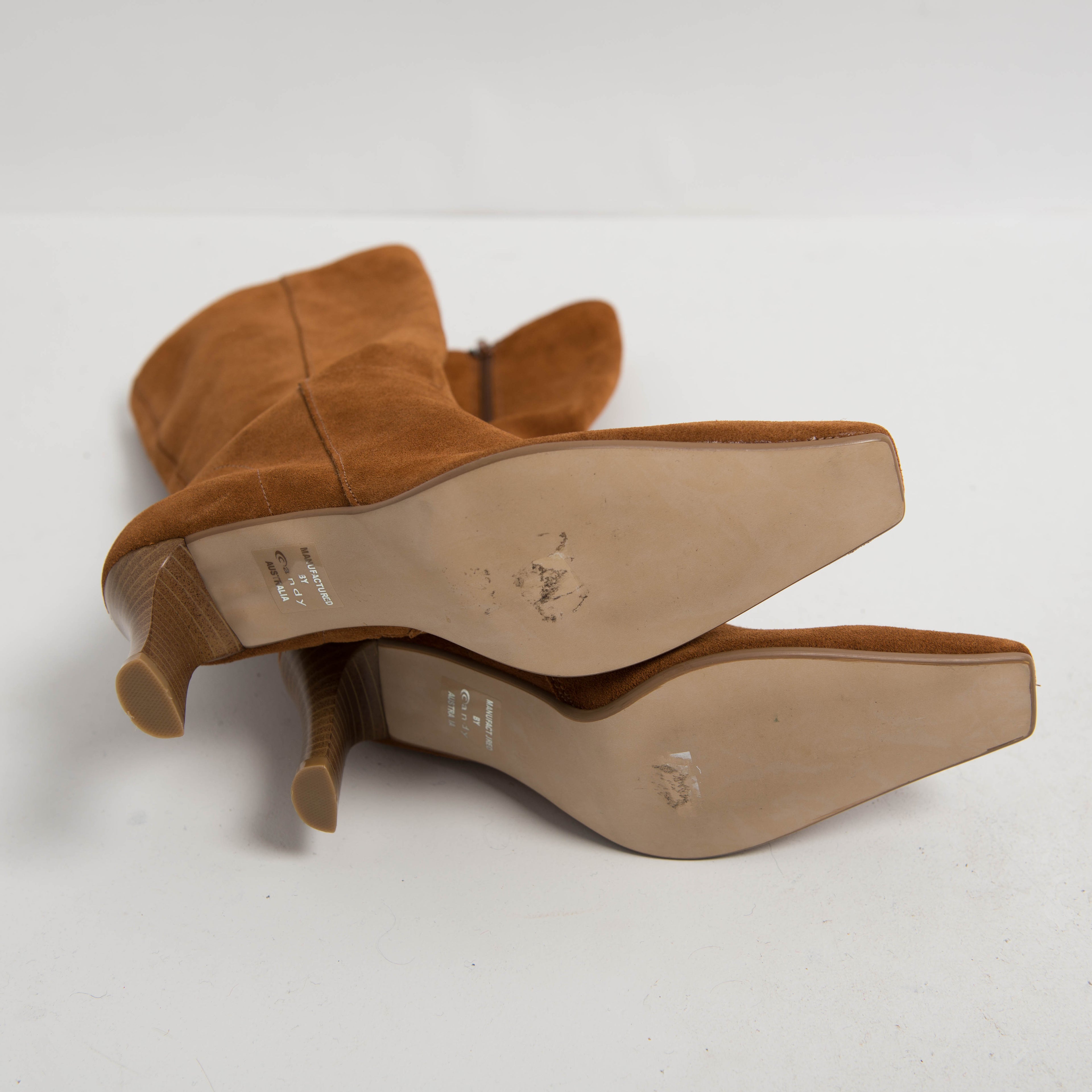 BROWN SUEDE MID CALF BOOTS