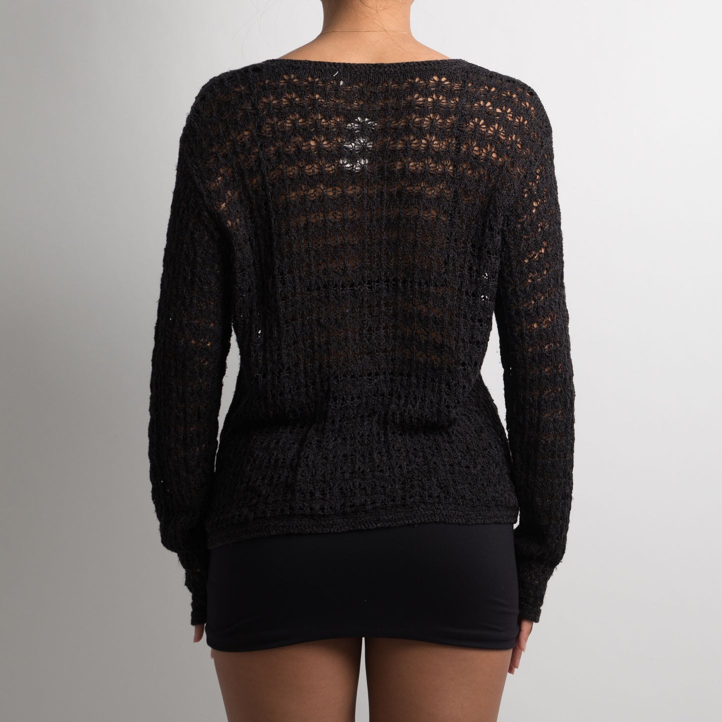 BLACK CROCHET CARDIGAN