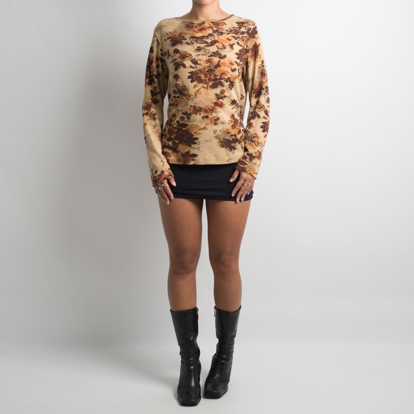 BROWN FLORAL LONG SLEEVE