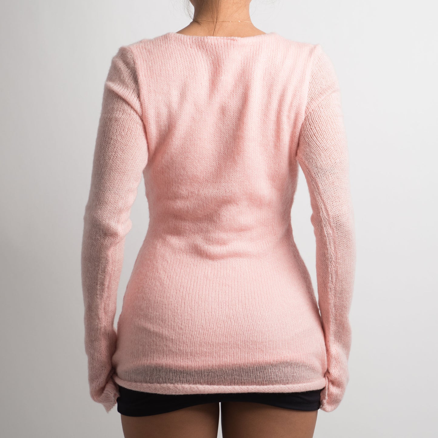 PULL LONG EN MAILLE ROSE