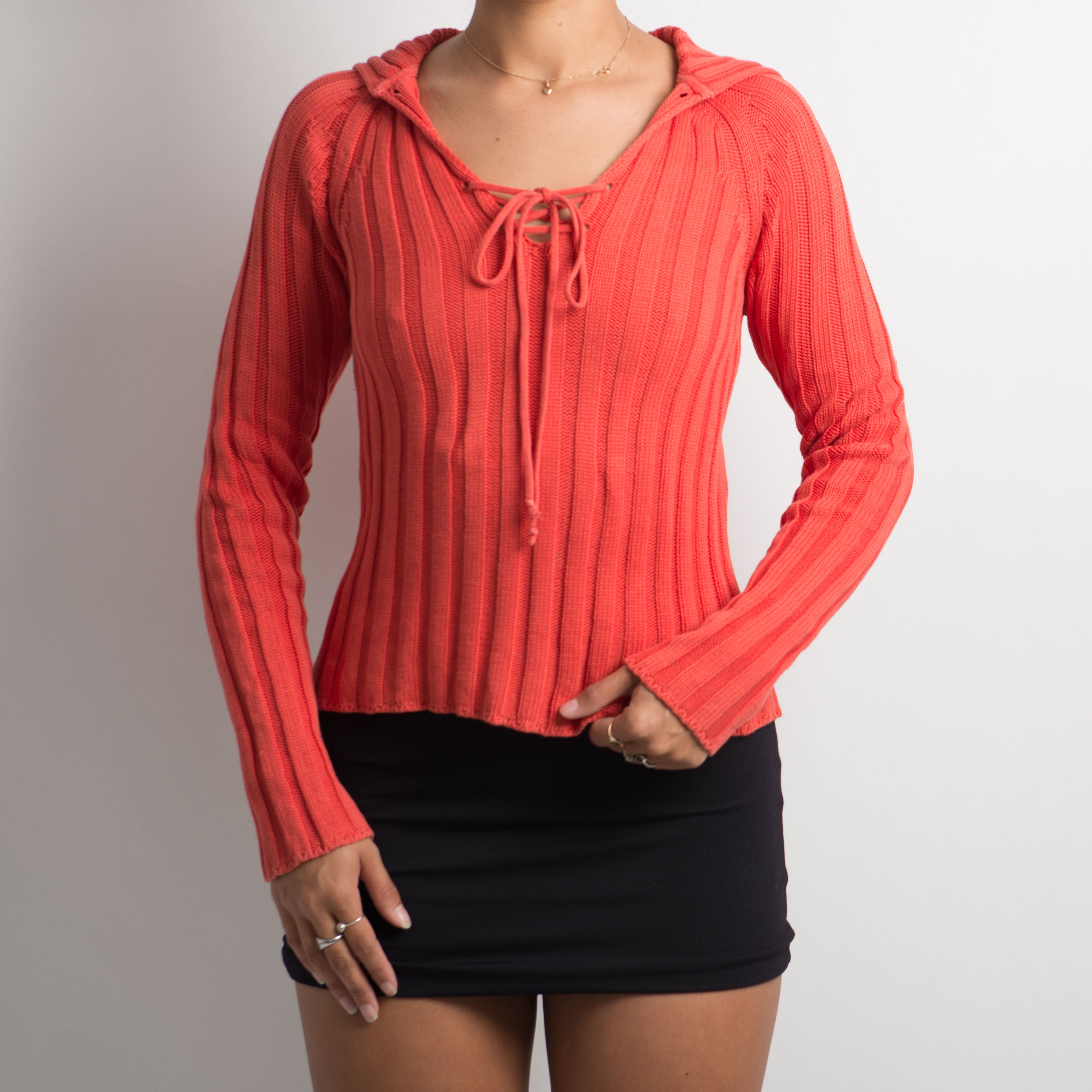 BLOOD ORANGE RIBBED KNIT