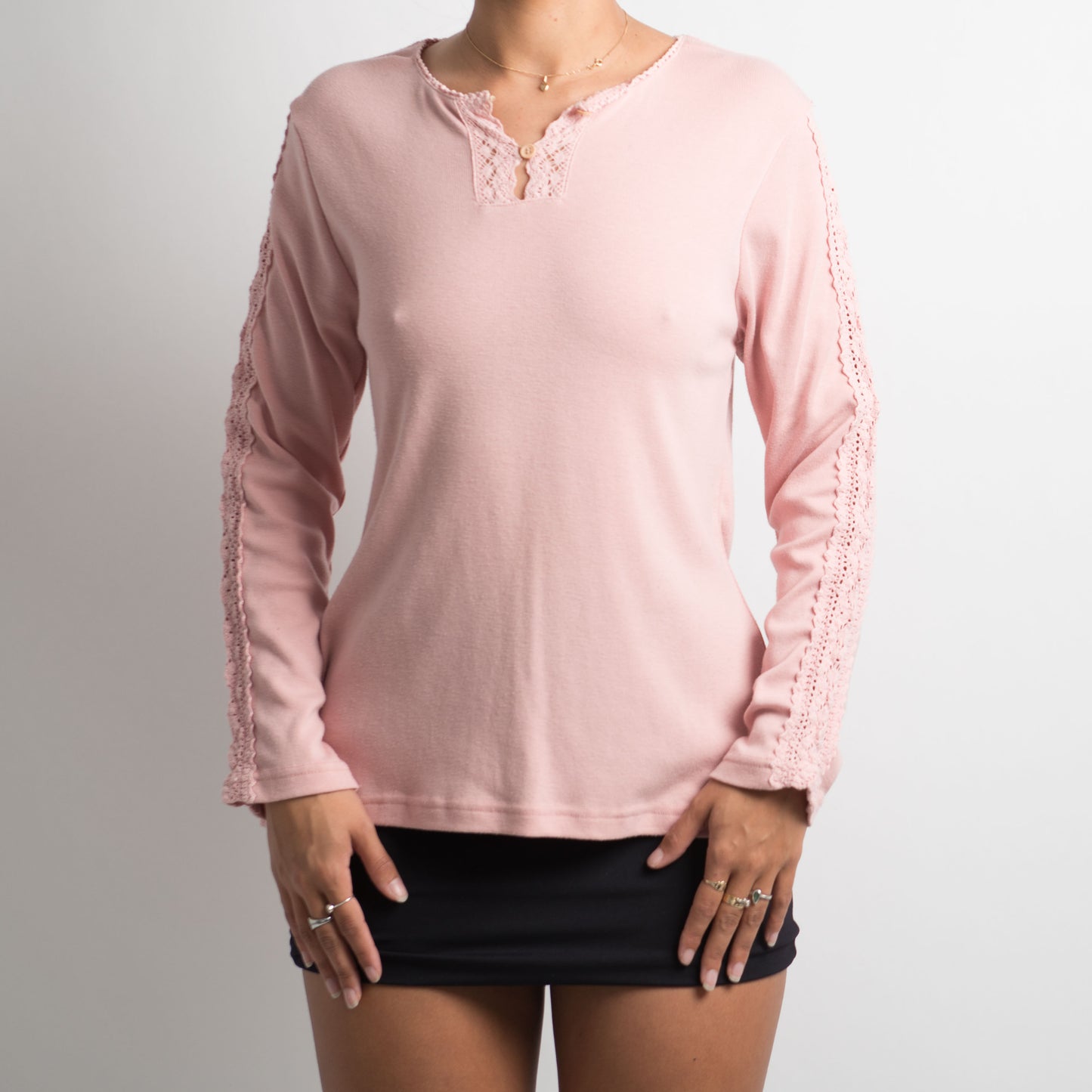 PINK CROCHET DETAIL LONG SLEEVE