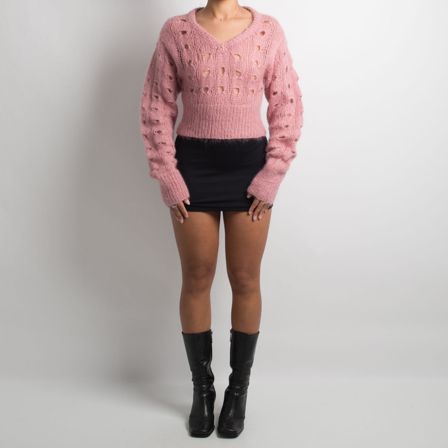 PINK LOOSE KNIT MOHAIR SWEATER