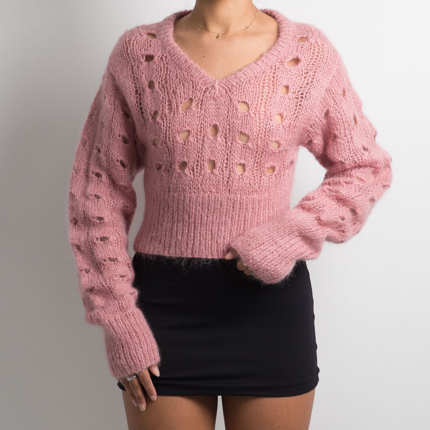 PINK LOOSE KNIT MOHAIR SWEATER