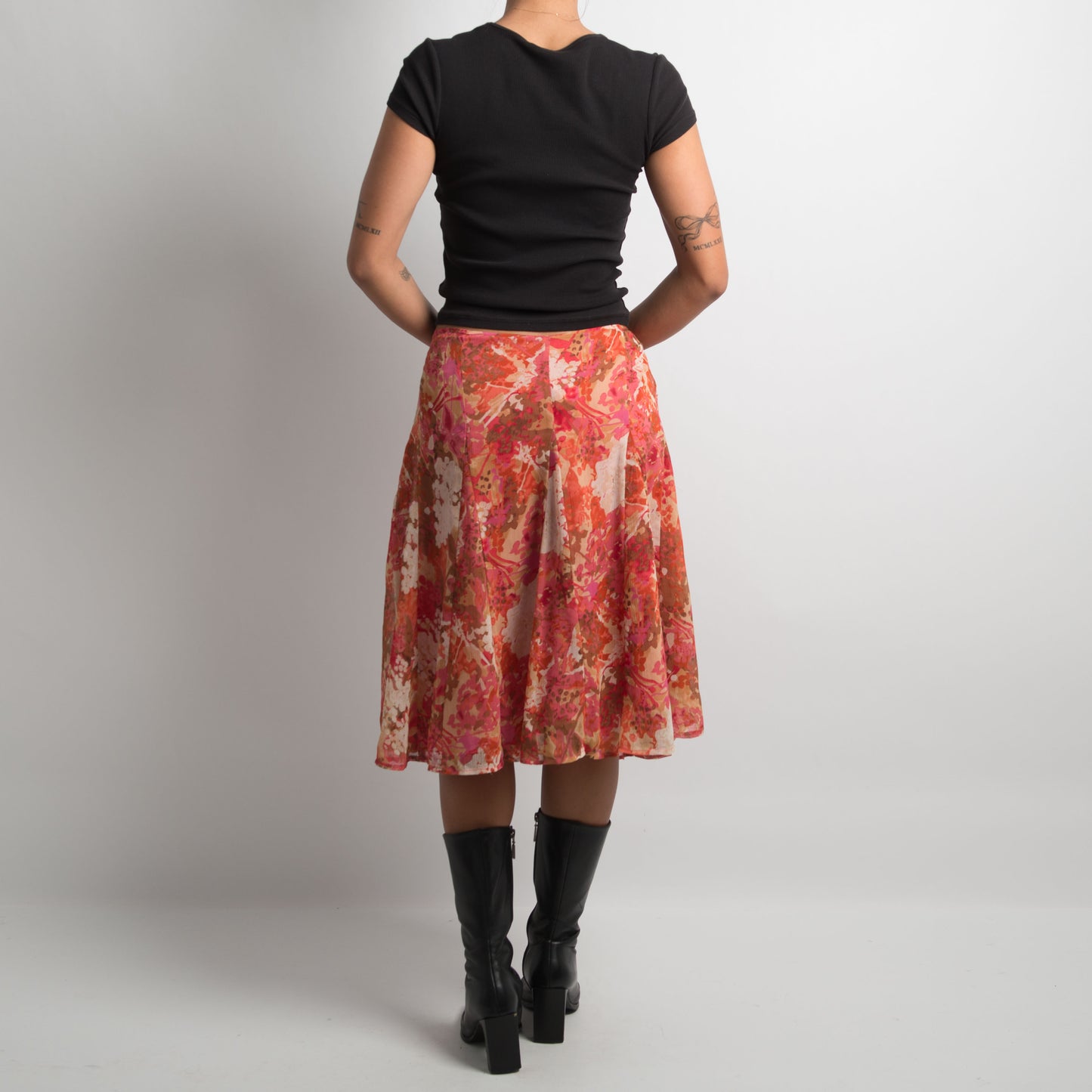 FLORAL PATTERNED MIDI SKIRT