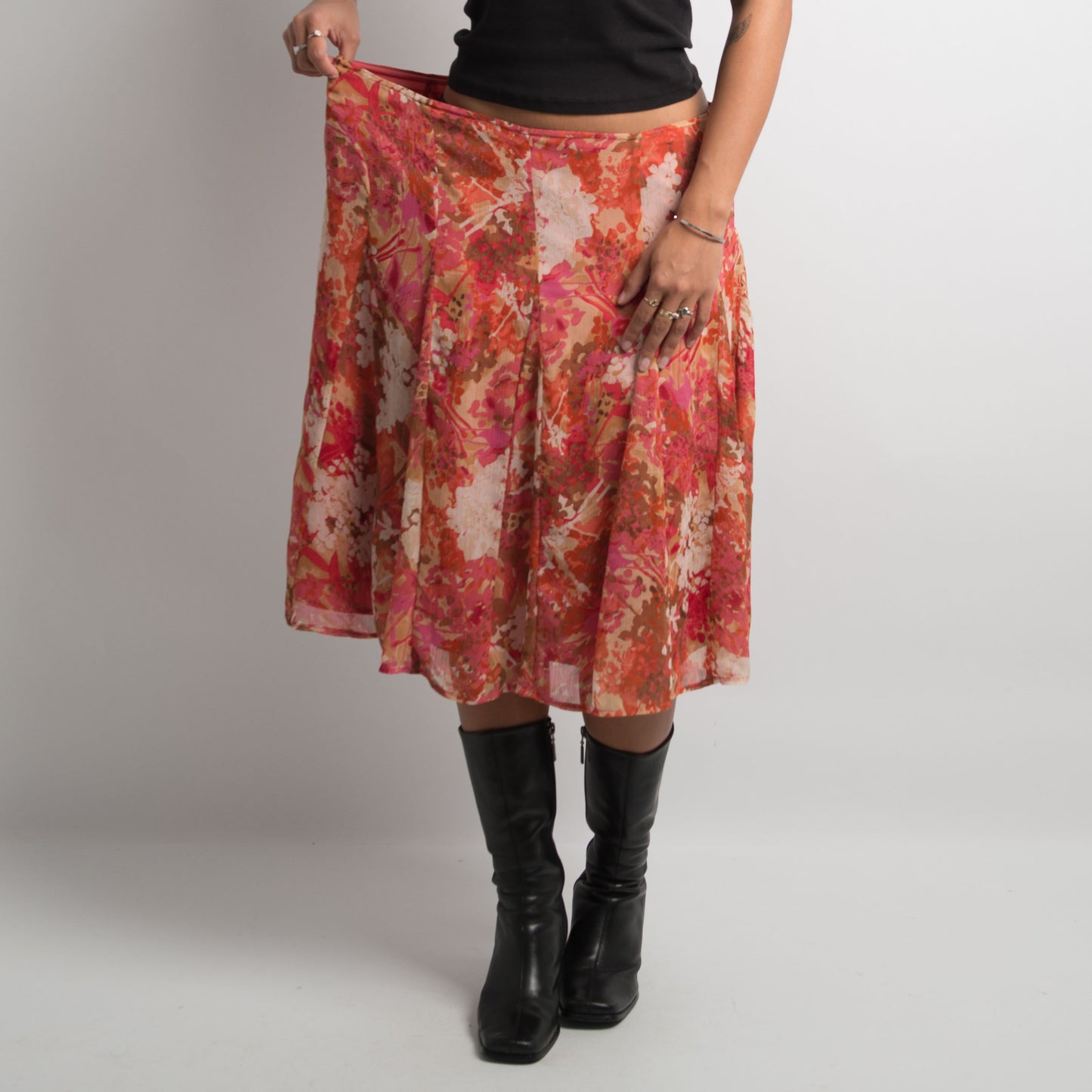 FLORAL PATTERNED MIDI SKIRT