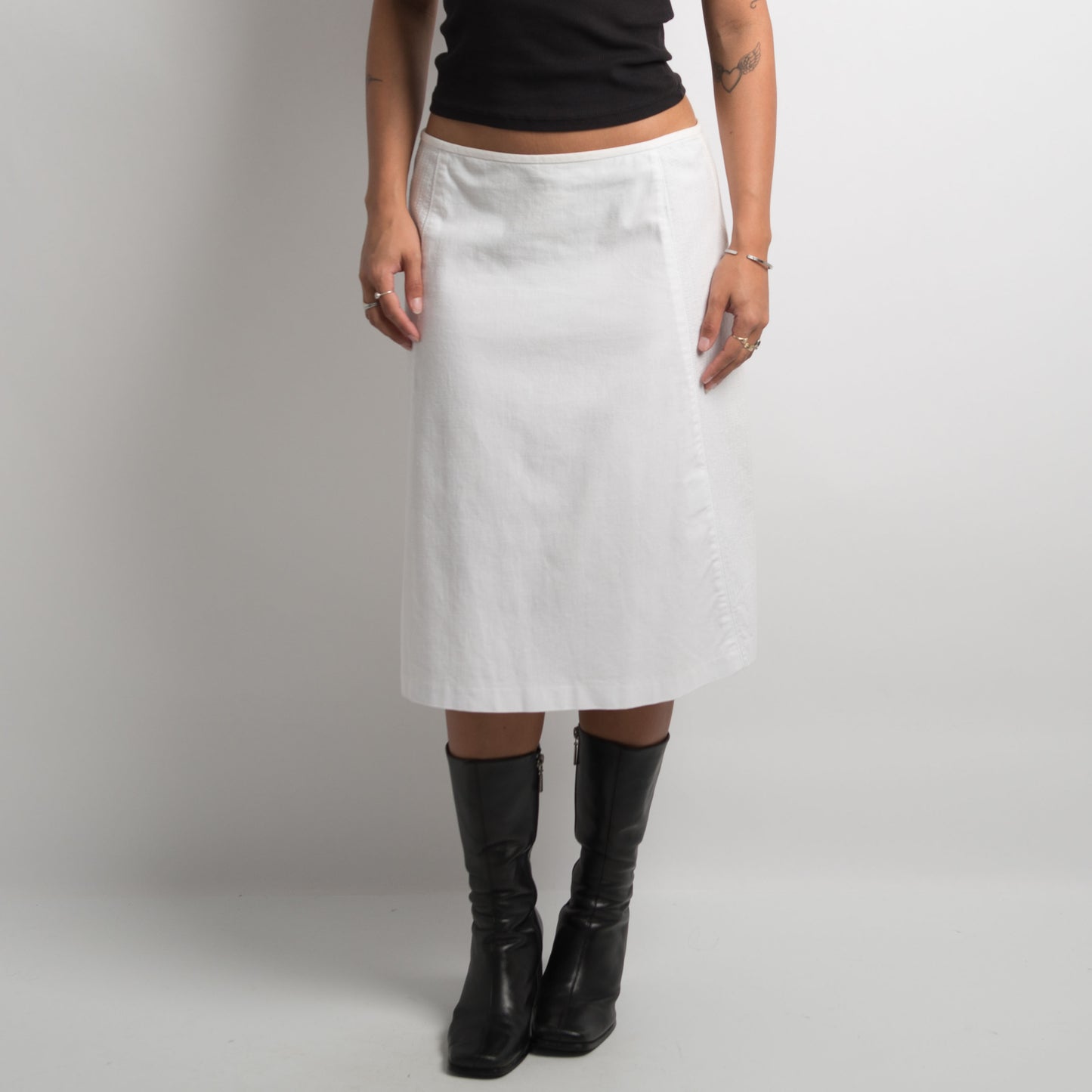 JUPE MIDI EN COTON BLANC