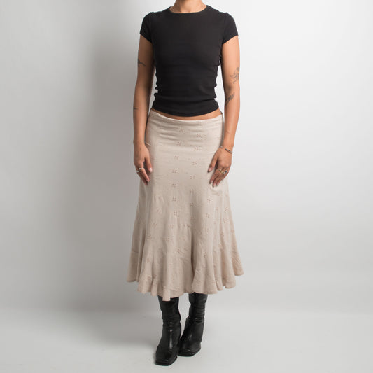 CREAM BRODERIE MIDI SKIRT