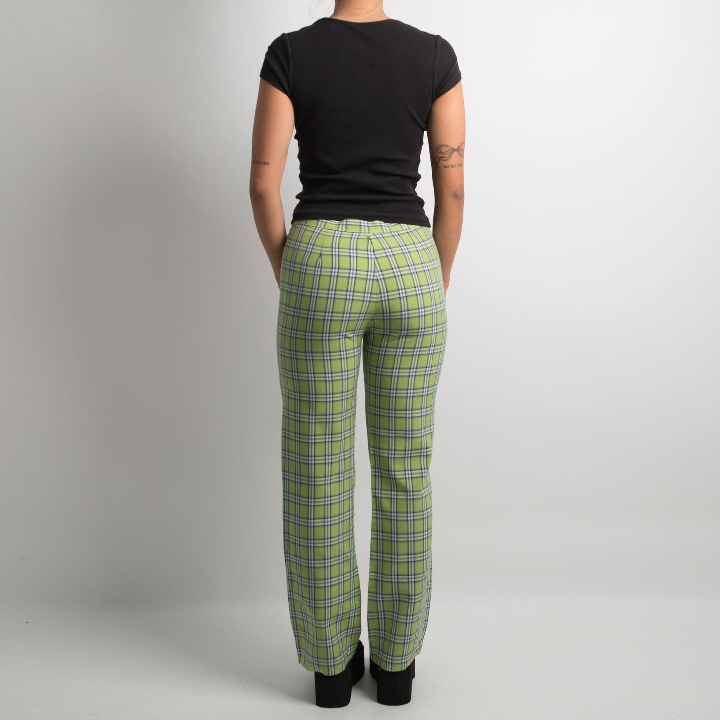 PANTALON À CARREAUX VERT