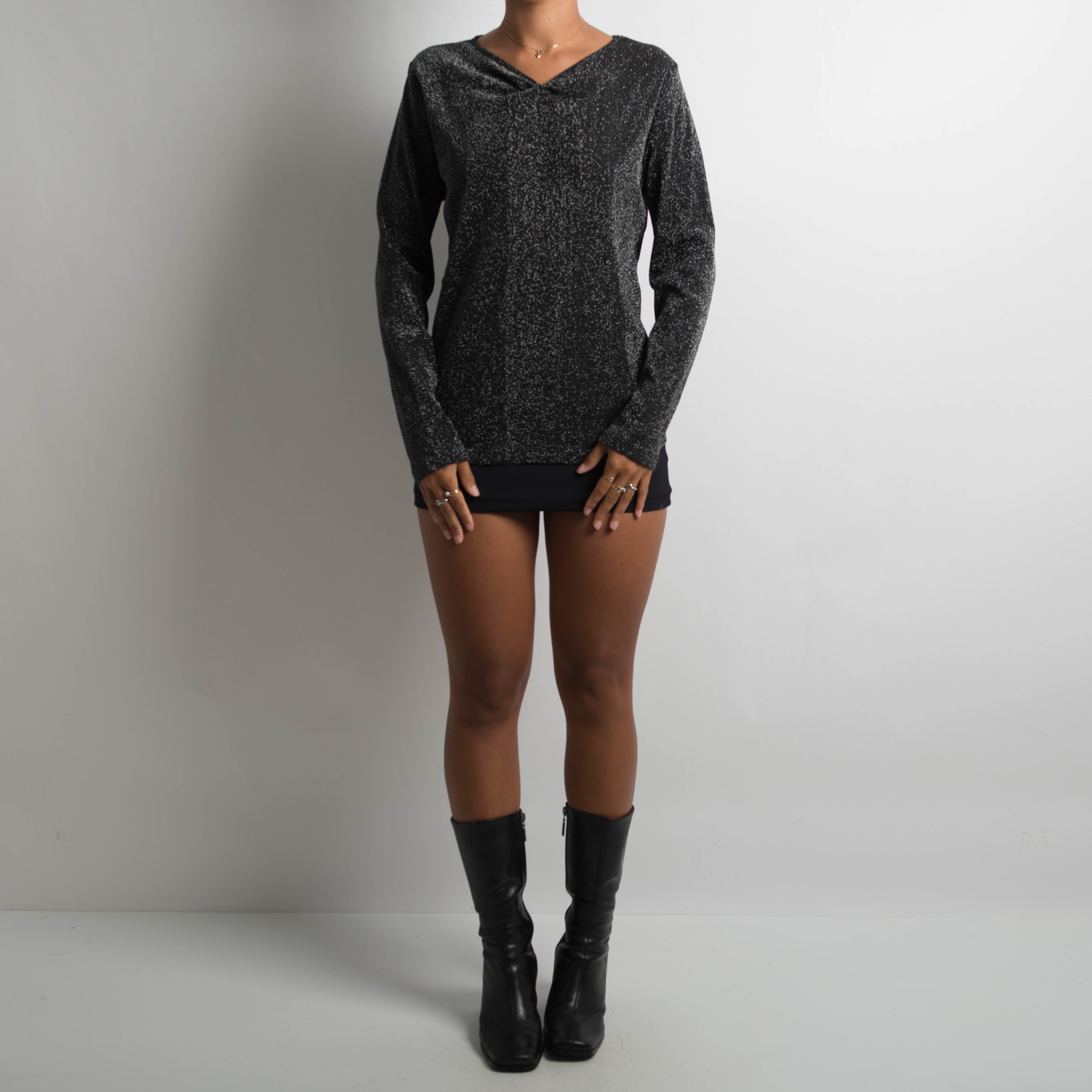 BLACK METALLIC LONG SLEEVE