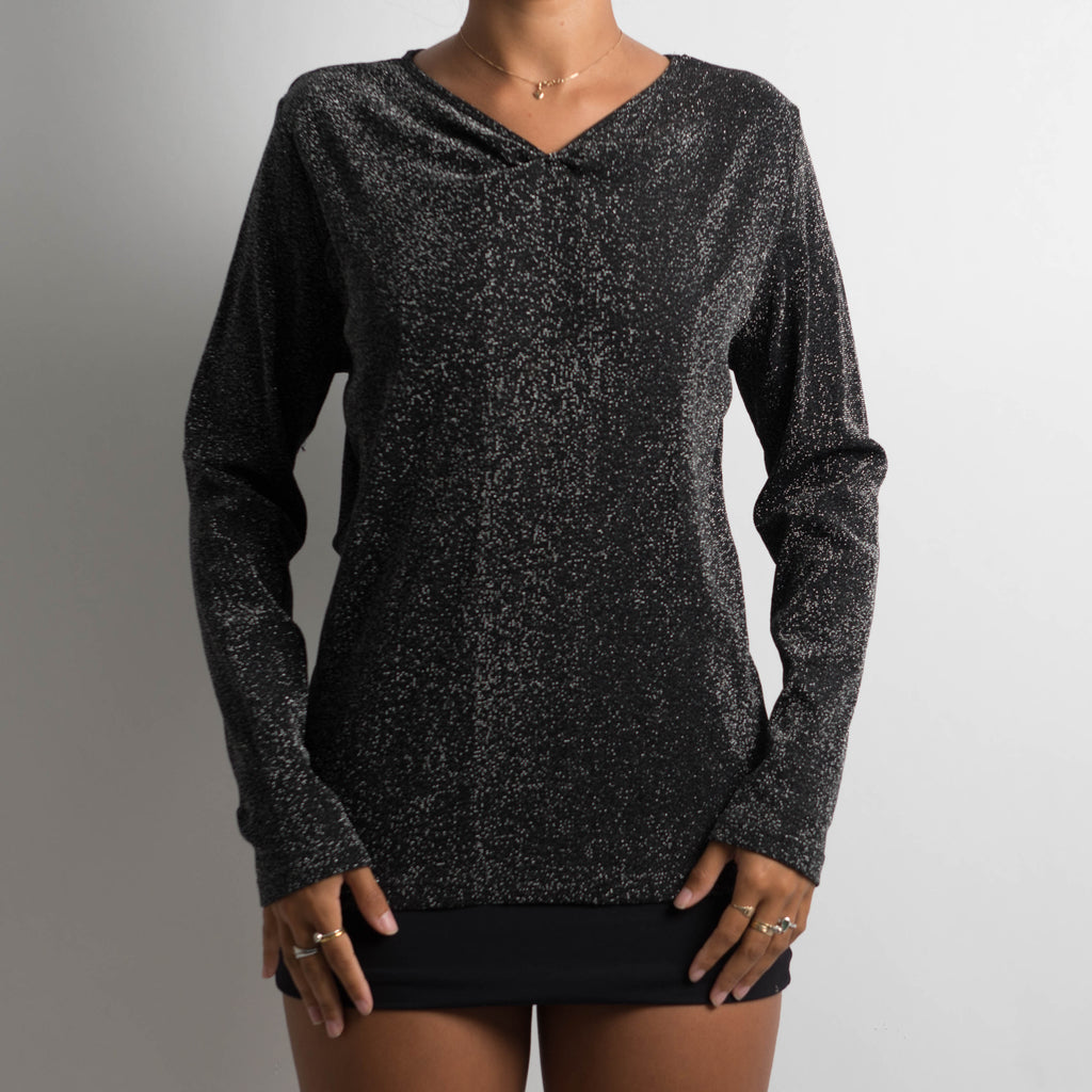 BLACK METALLIC LONG SLEEVE