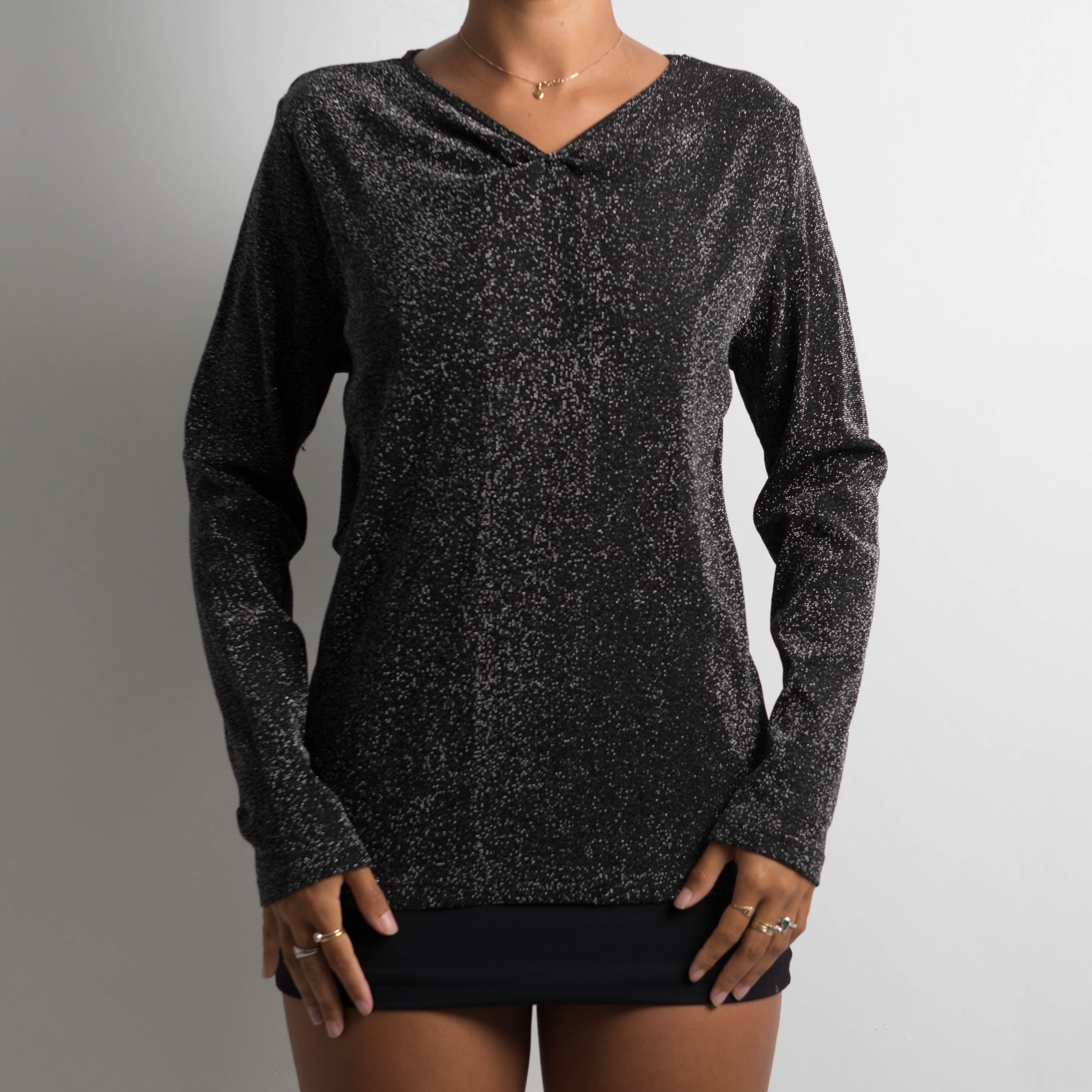 BLACK METALLIC LONG SLEEVE