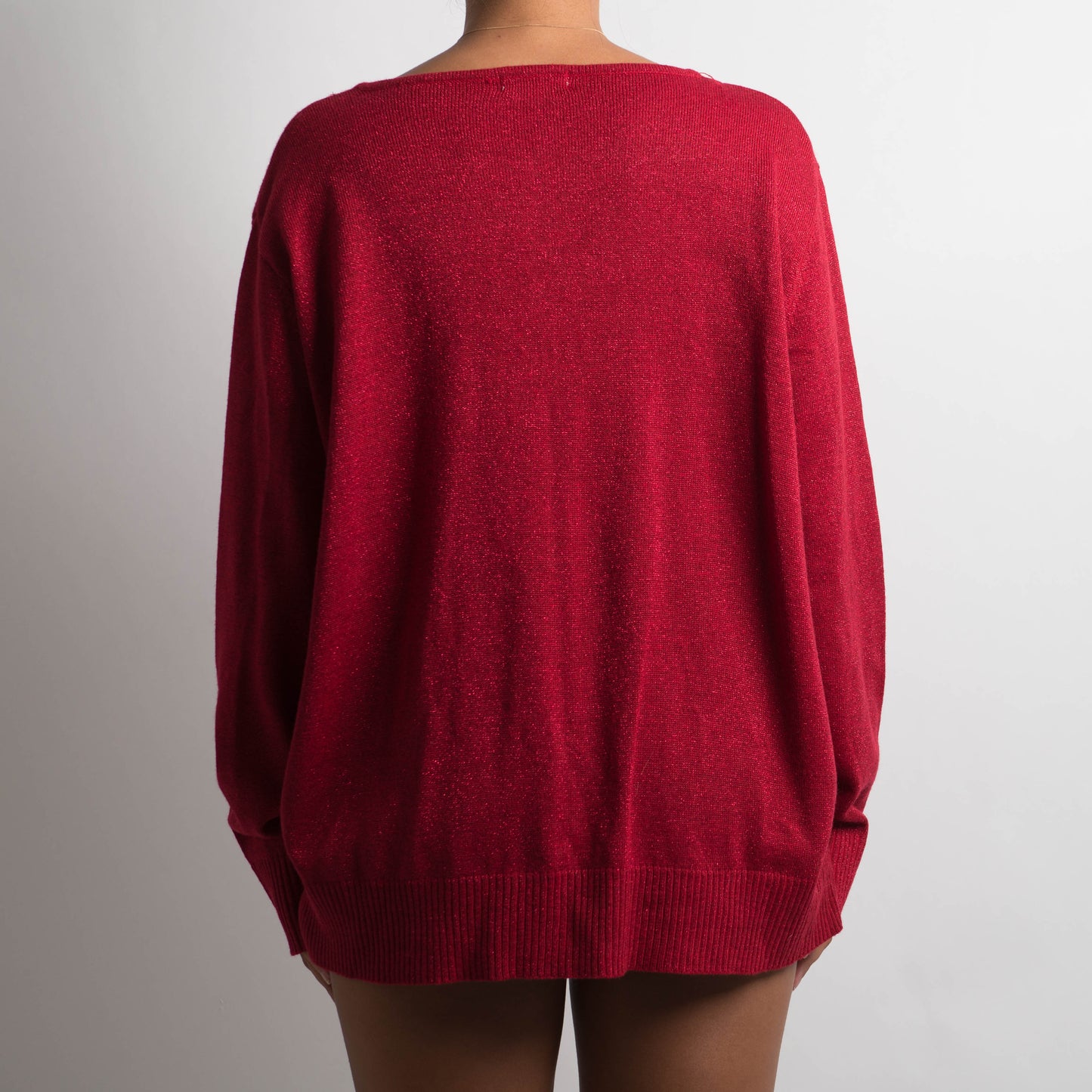 RED SHIMMER CARDIGAN