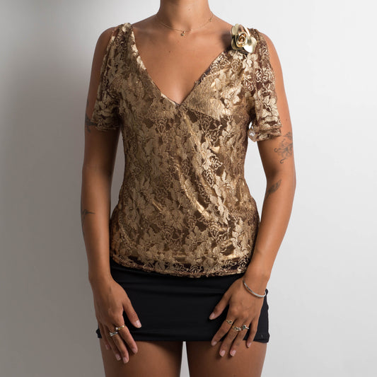 GOLD LACE TOP