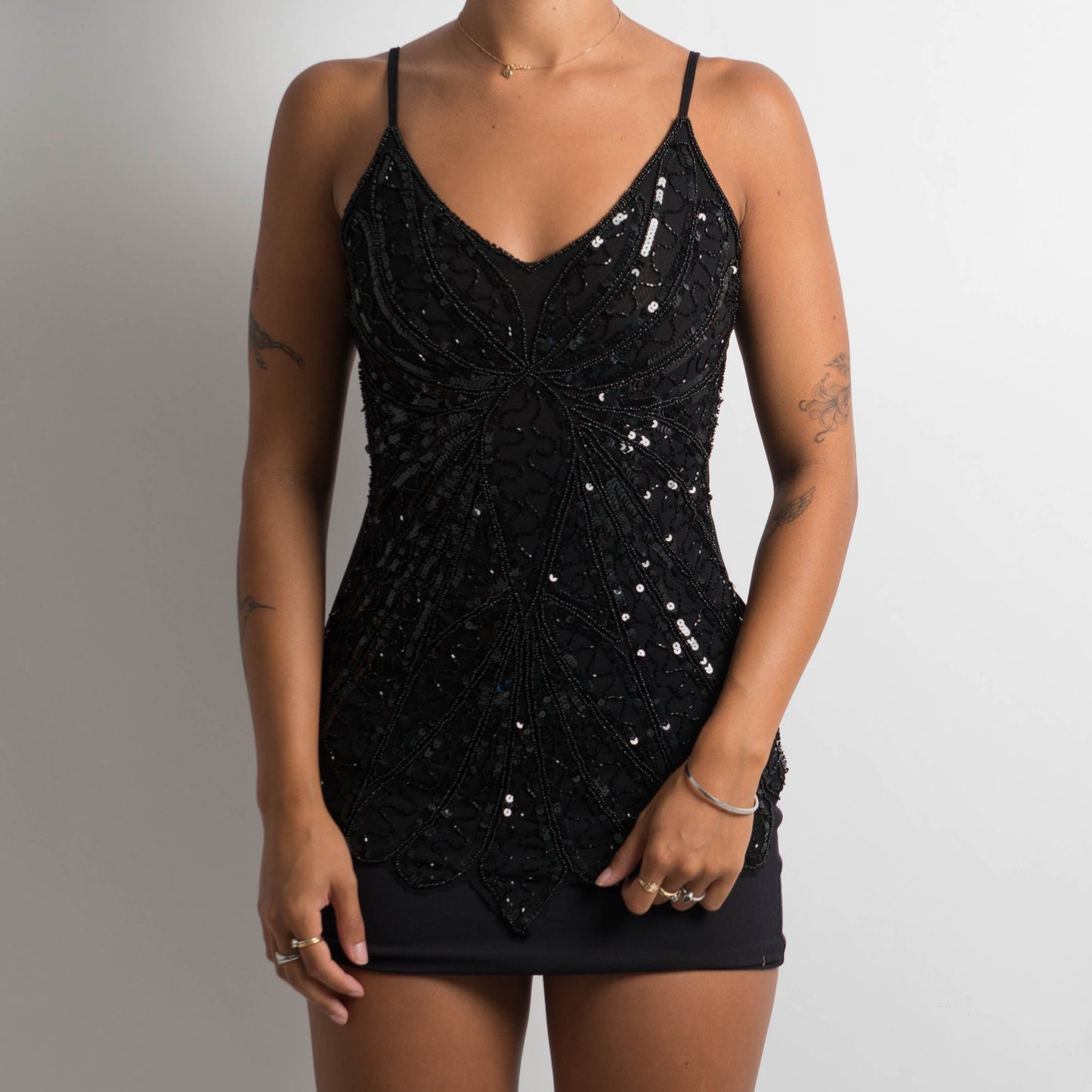 BLACK BEADED CAMISOLE