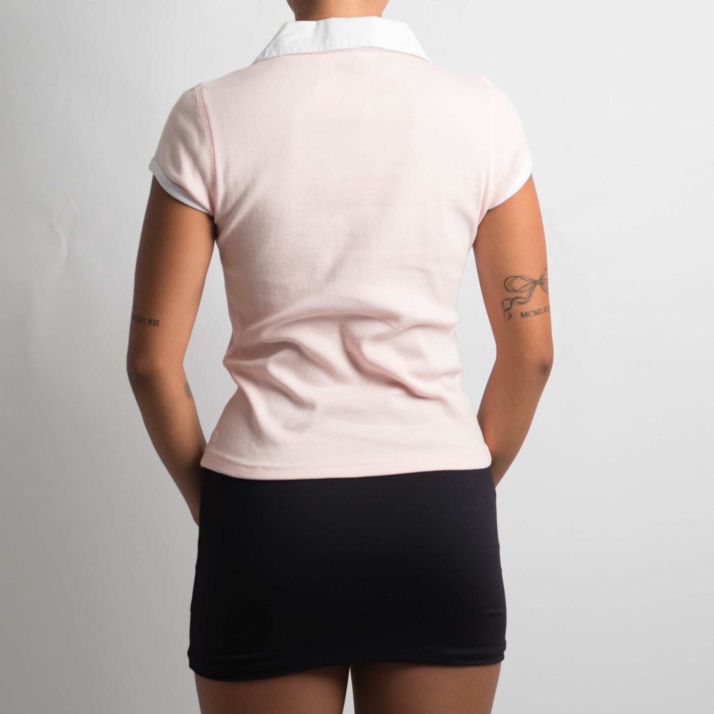 PALE PINK POLO TOP