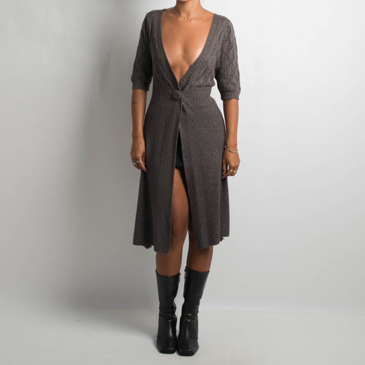 GREY LONGLINE CARDIGAN