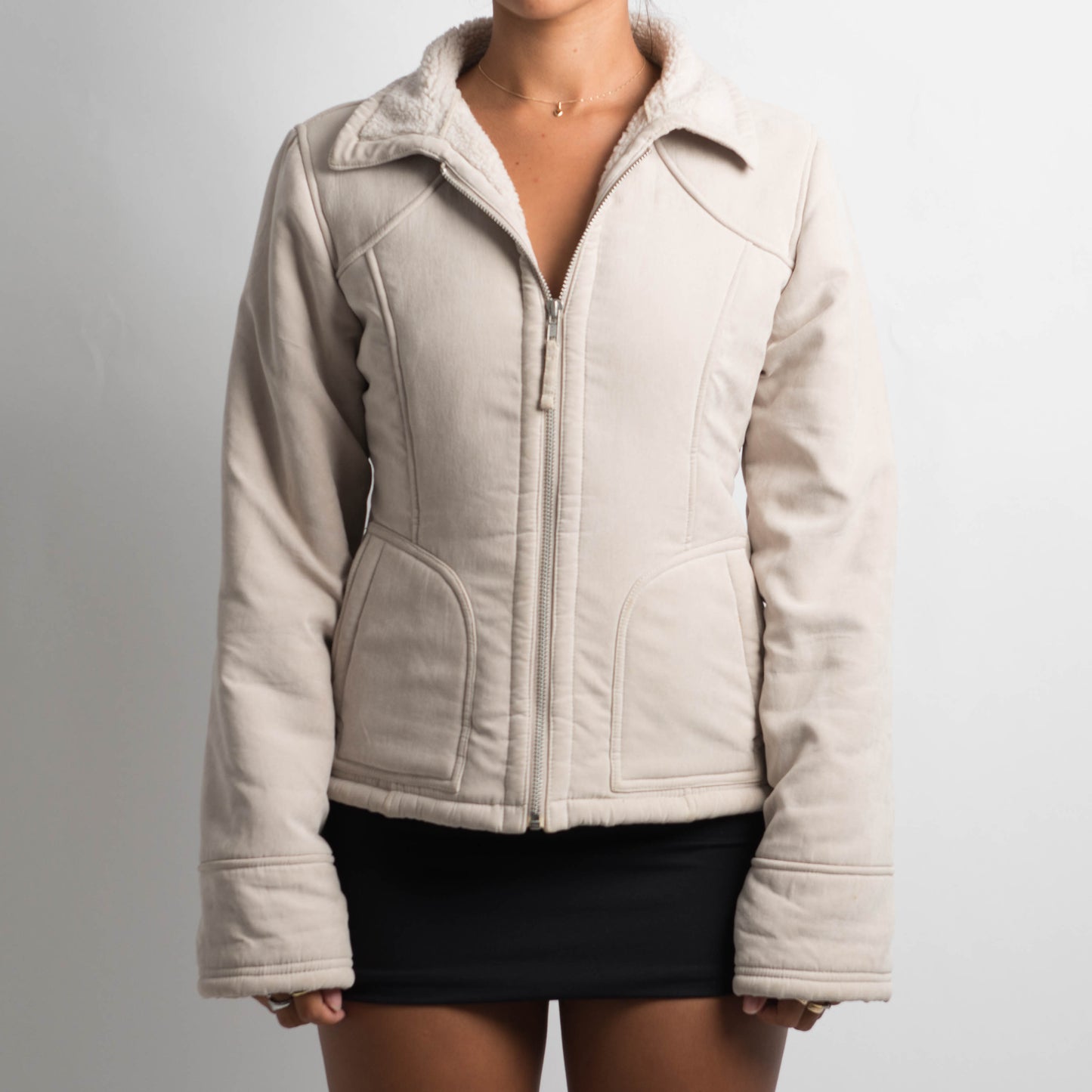 CREAM SHERPA LINED JACKET