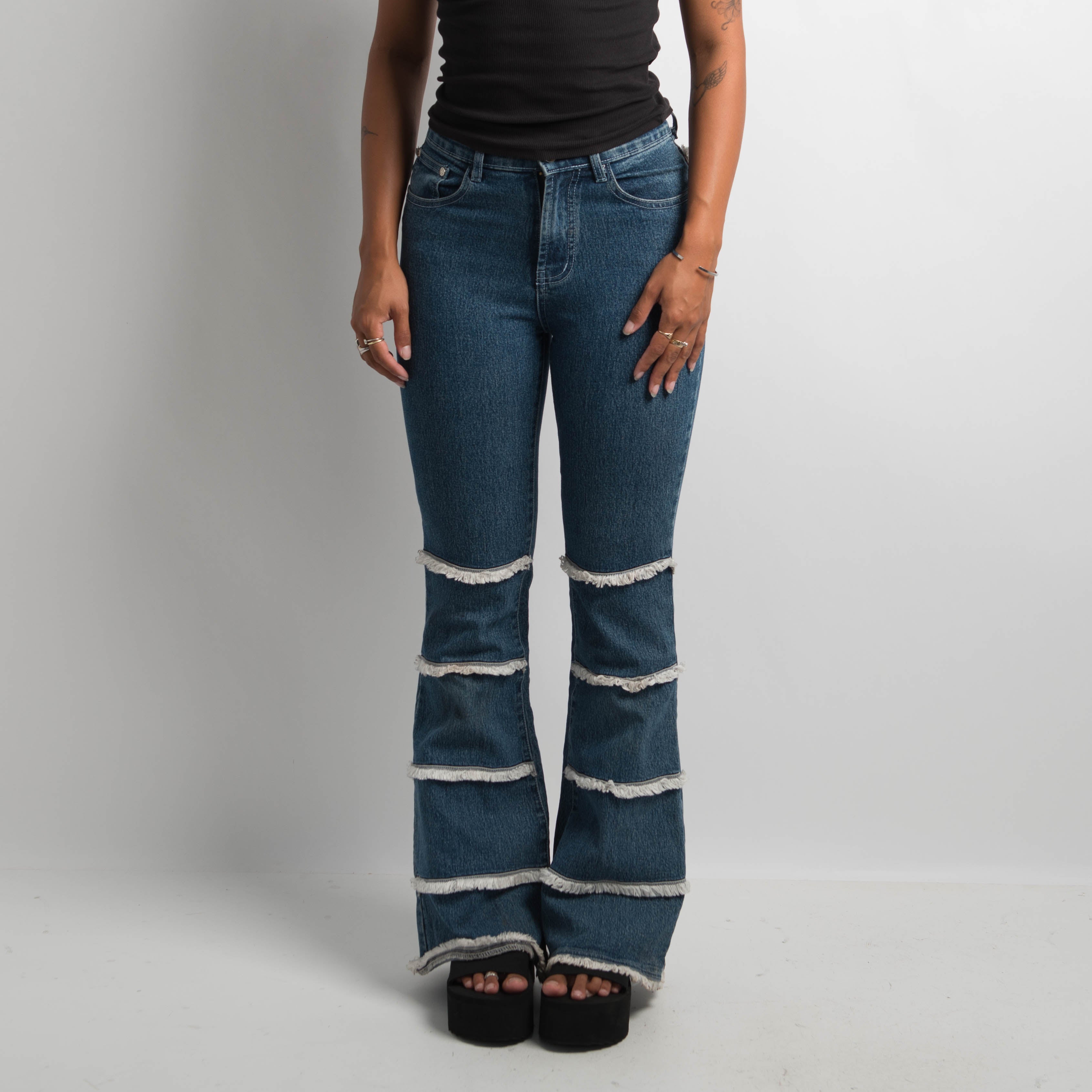 FRINGE DETAIL FLARED JEANS
