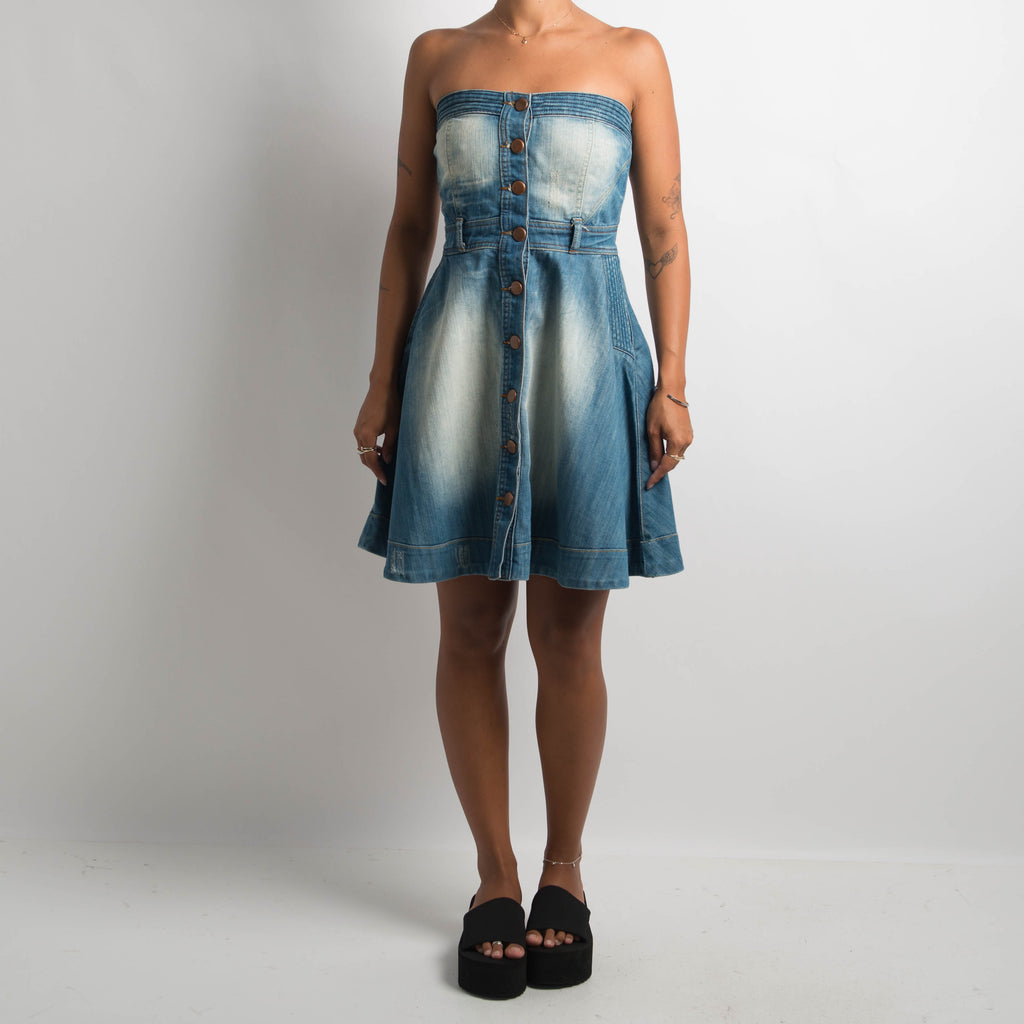 STRAPLESS DENIM DRESS